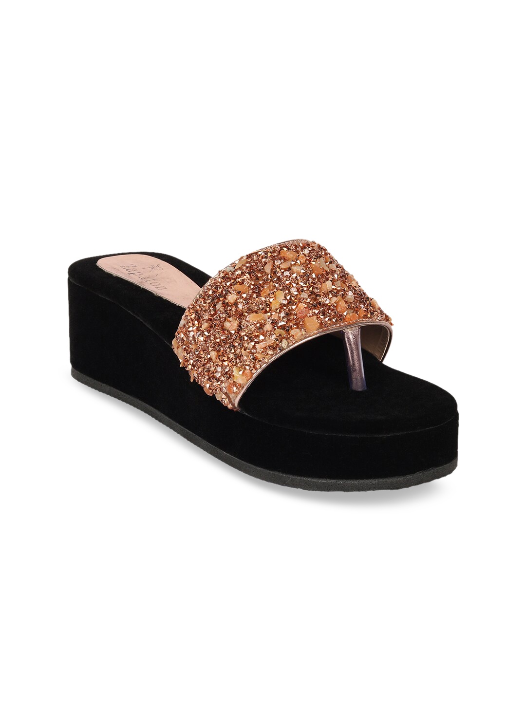 

ZAPATOZ Women Copper-Toned Embellished Wedges