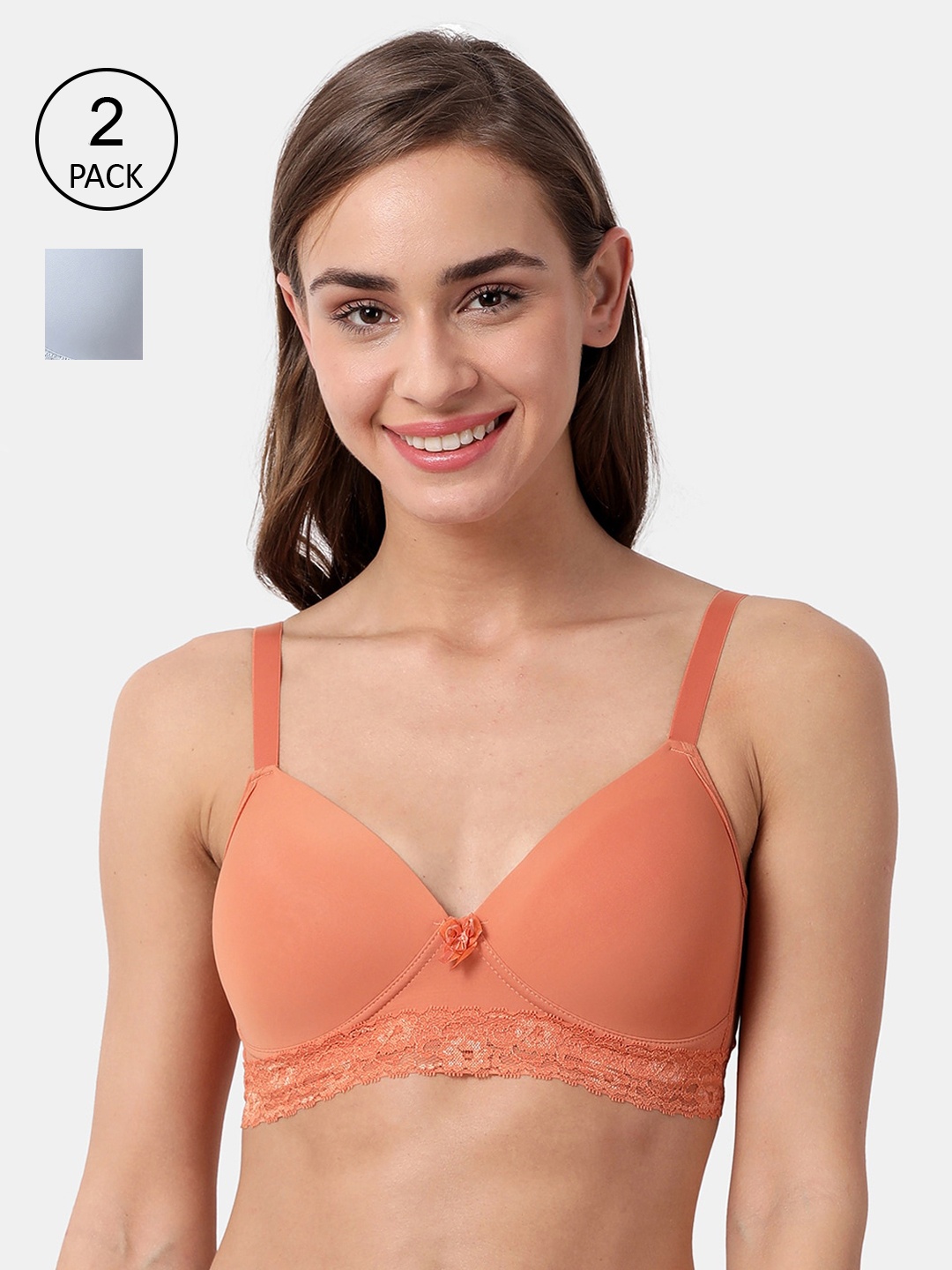 

shyaway Blue & Orange Solid Set of 2 Padded Everyday Bra taab-c2b-226-32B