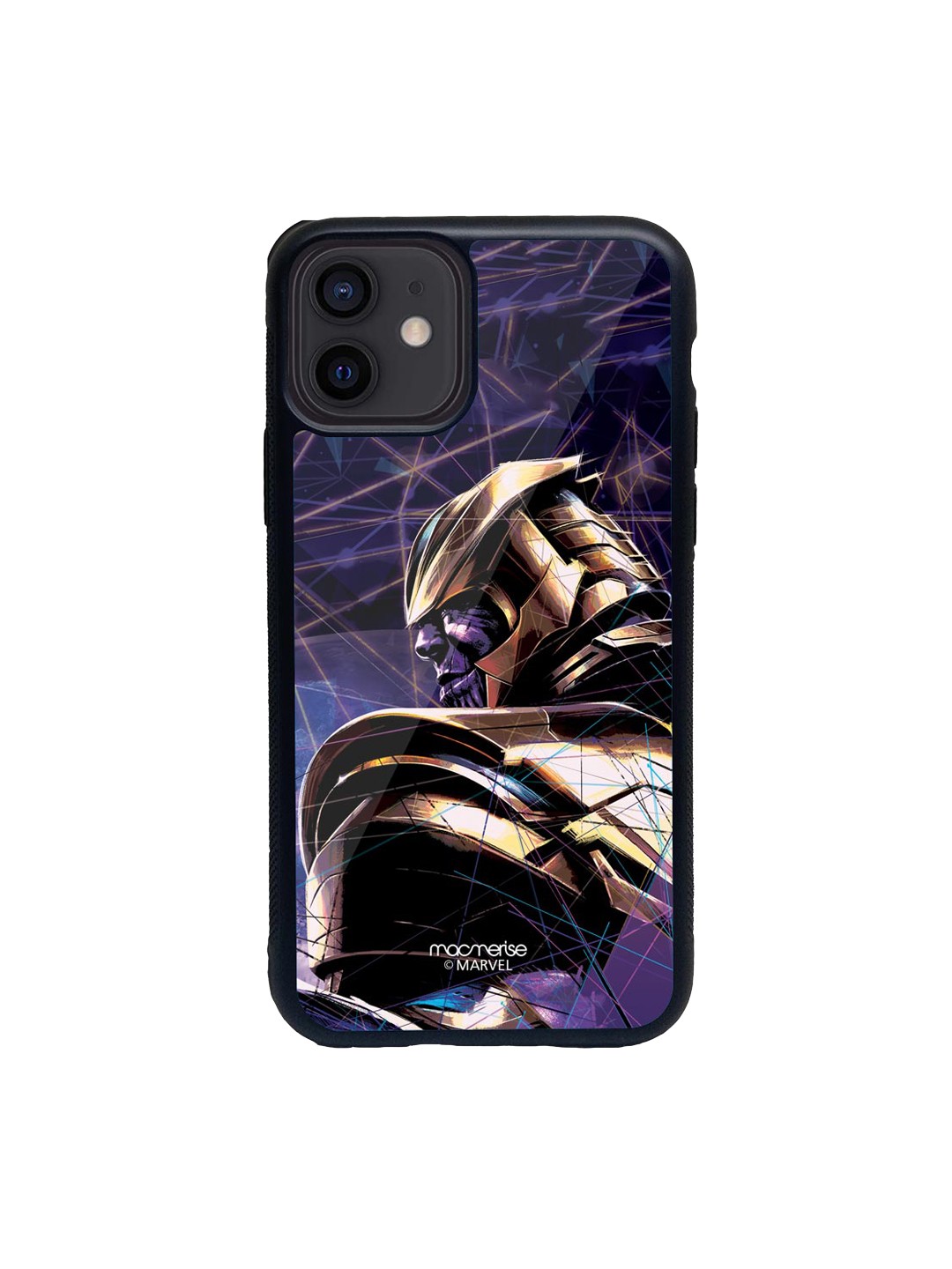 

macmerise Purple & Gold-Toned Thanos On Edge Printed iPhone 12 Back Case