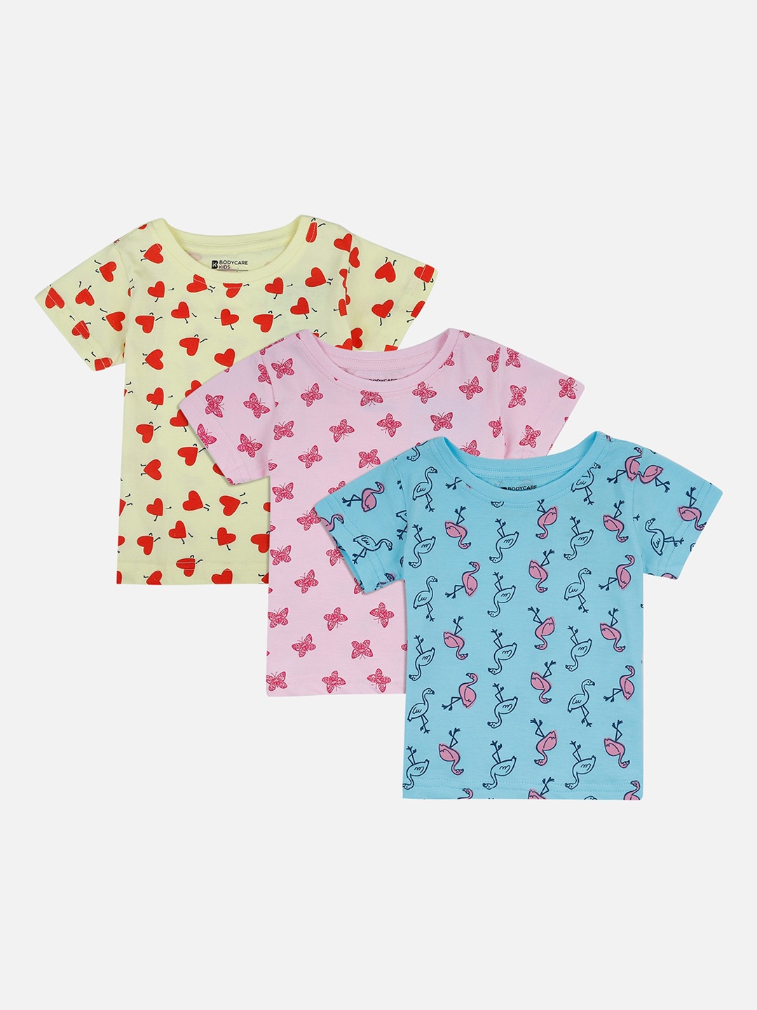 

Bodycare First Girls Pack Of 3 Printed Round Neck T-shirt, Pink