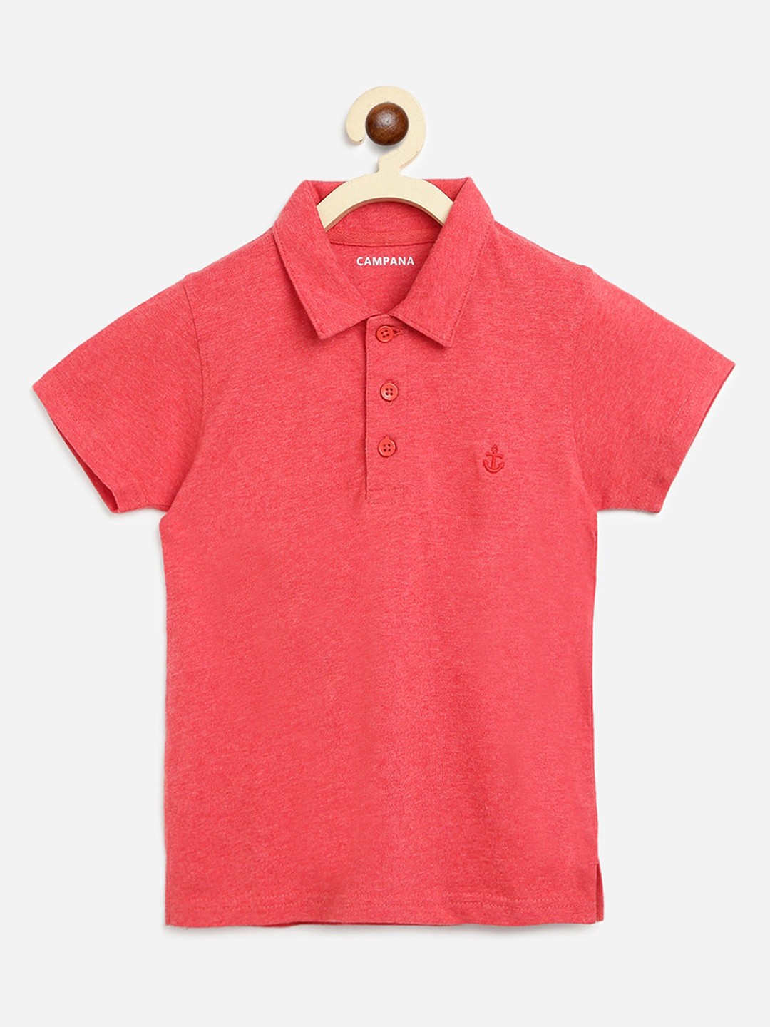 

Campana Boys Coral Solid Polo Collar T-shirt