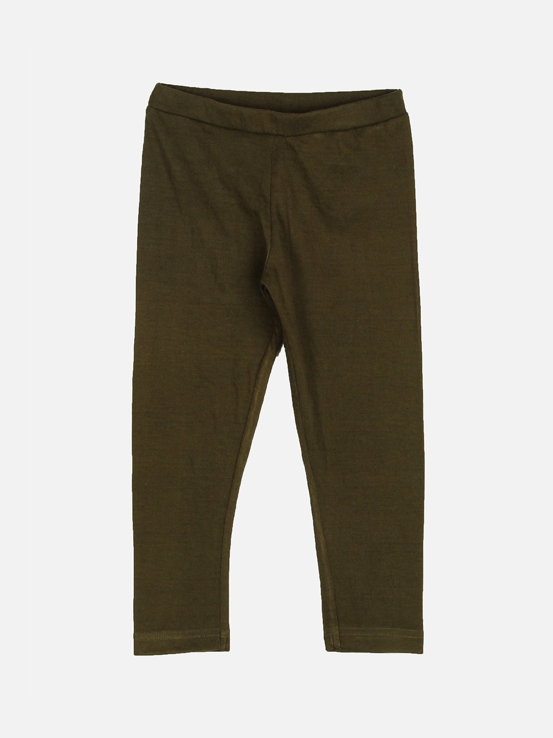 

Peppermint Girls Olive-Green Solid Ankle-Length Leggings