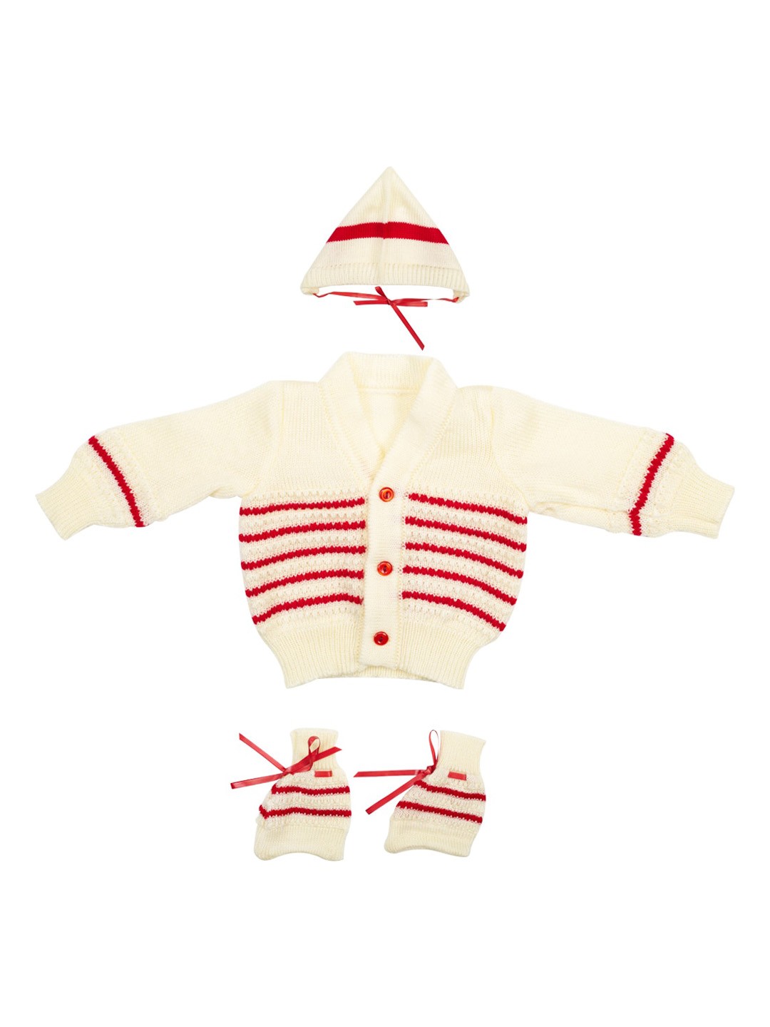 

MeeMee Unisex Kids Off-White Self Design Sweater Set