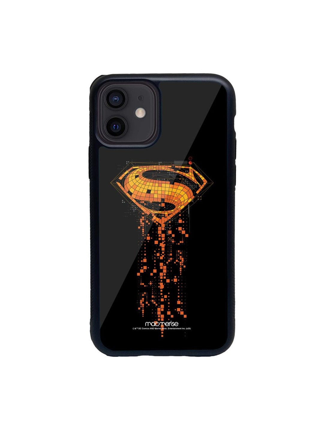 

macmerise Black & Orange Superman Mosaic Printed iPhone 12 Back Case