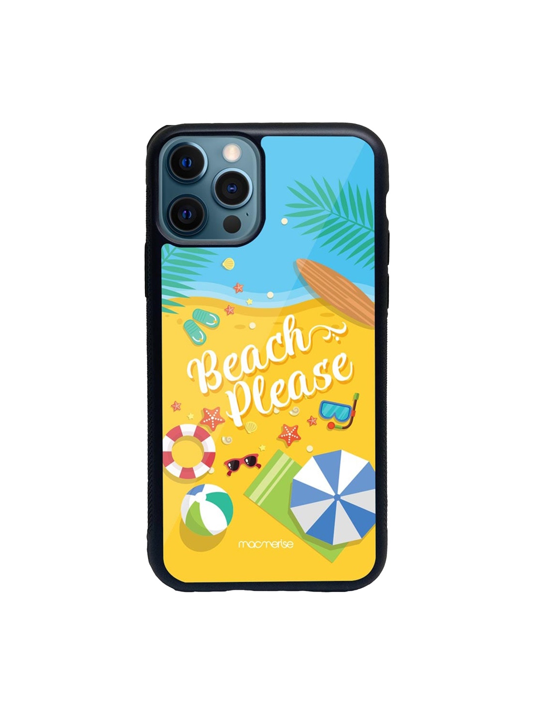 

macmerise Blue & Yellow Beach Please Glass iPhone 12 Pro Phone Case