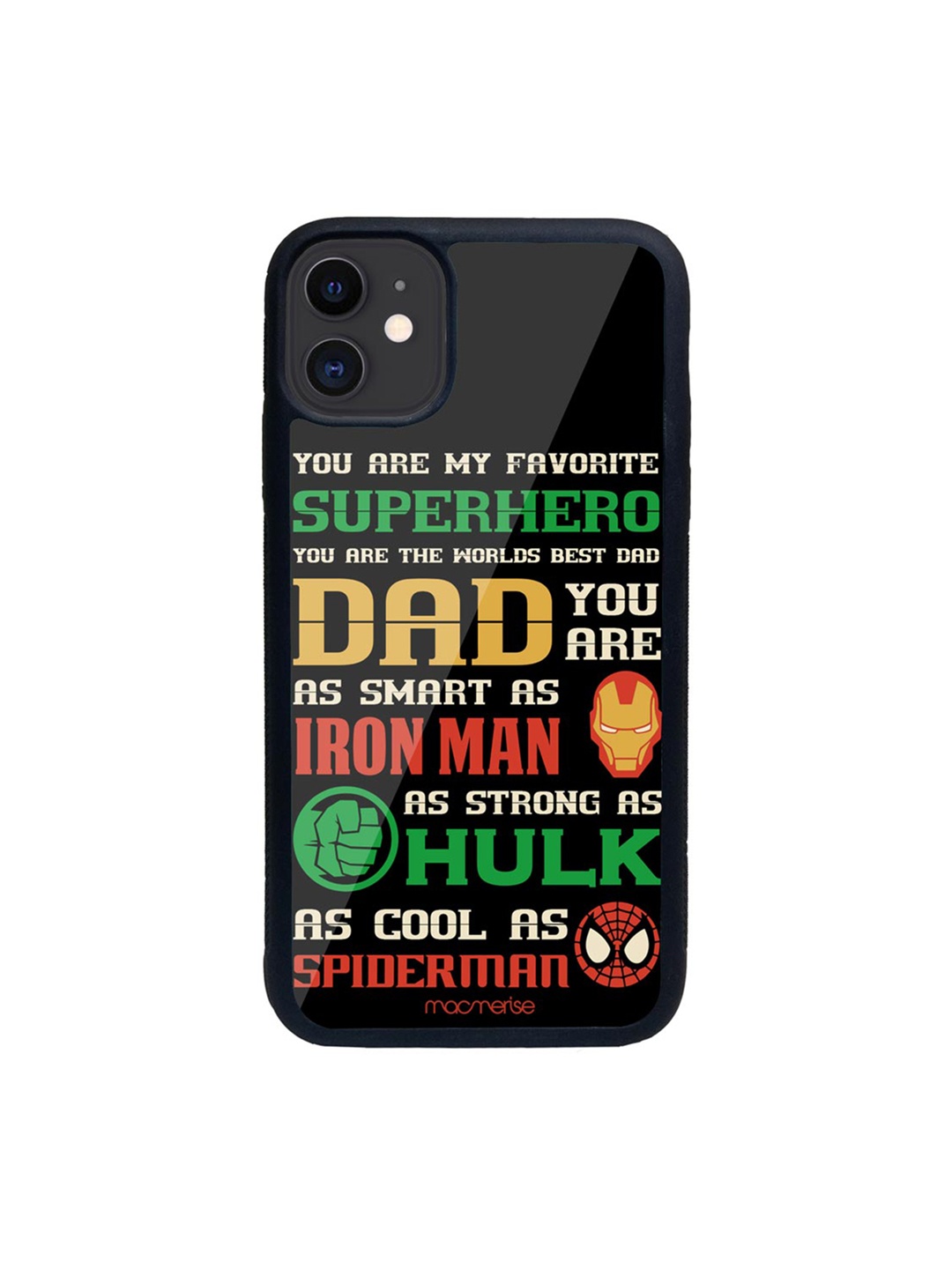

macmerise Black & Green Superhero Dad Printed iPhone 11 Back Case