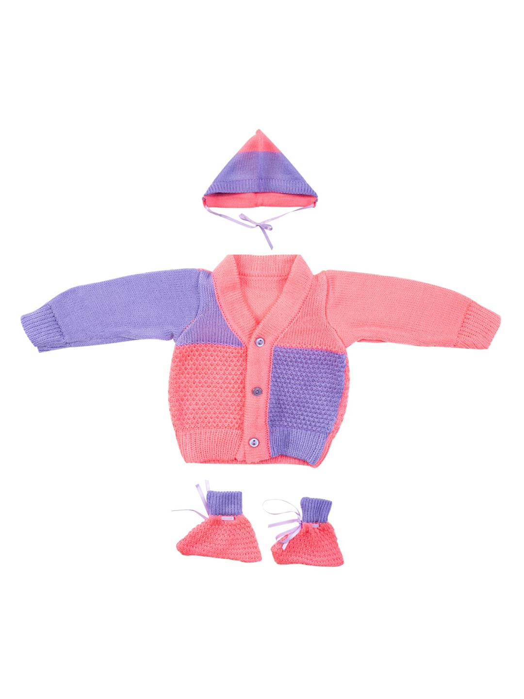

MeeMee Unisex Kids Pink Colourblocked Cardigan Sweater