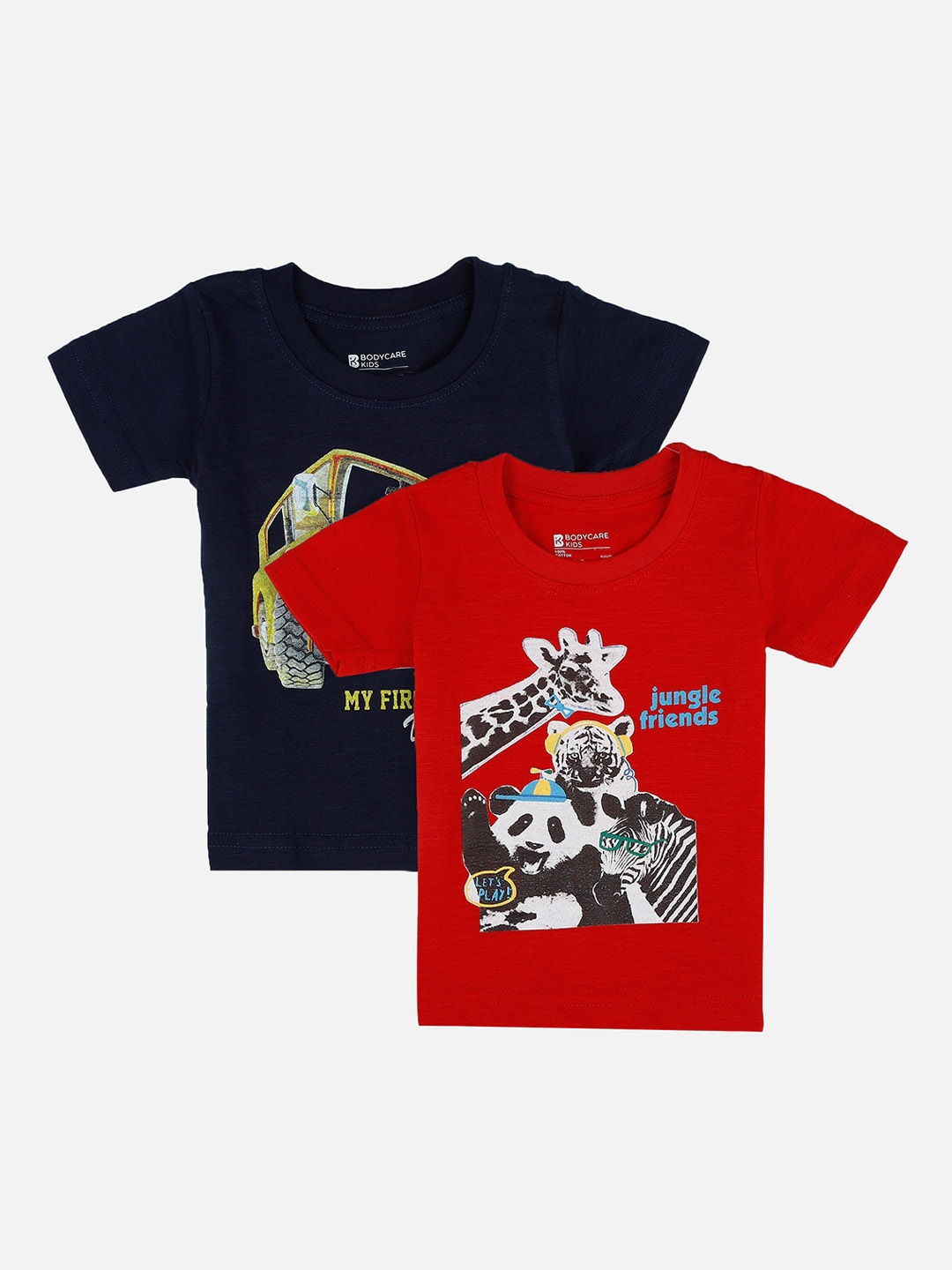 

Bodycare First Boys Pack of 2 Printed Round Neck T-shirts, Red