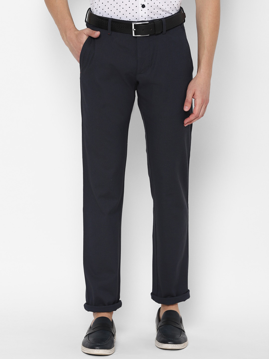 

Allen Solly Men Grey Slim Fit Solid Regular Trousers