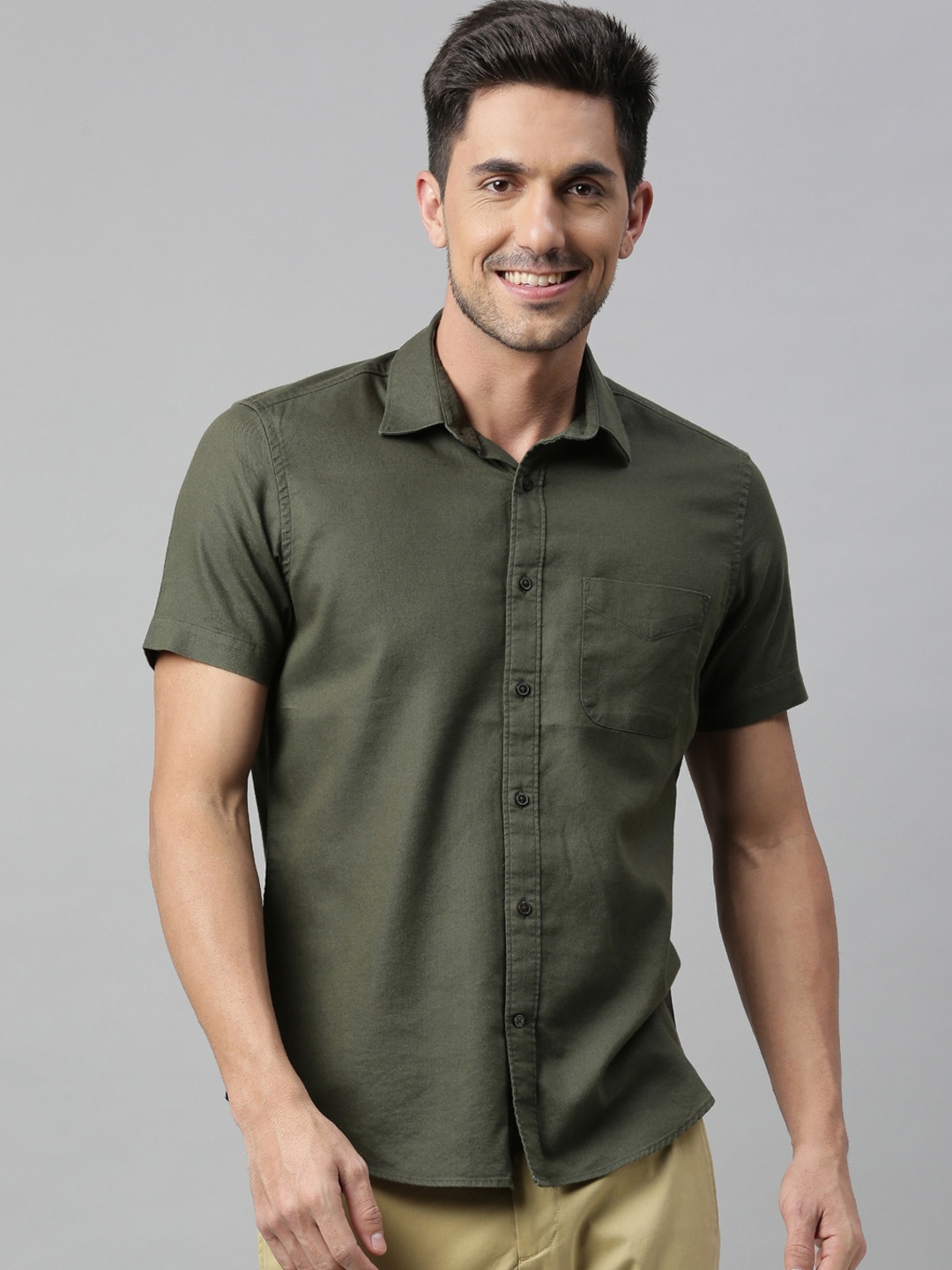 

RARE RABBIT Men Maral Regular Fit Solid Shirt, Green