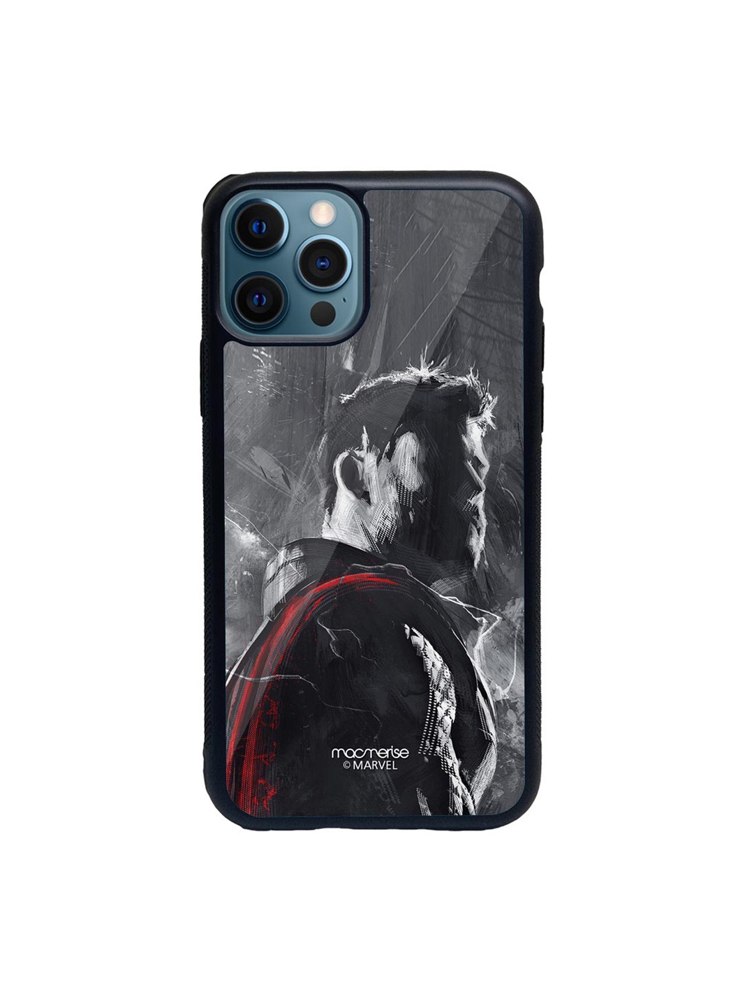 

macmerise Grey & Black Charcoal Art Thor Glass iPhone 12 Pro Phone Case