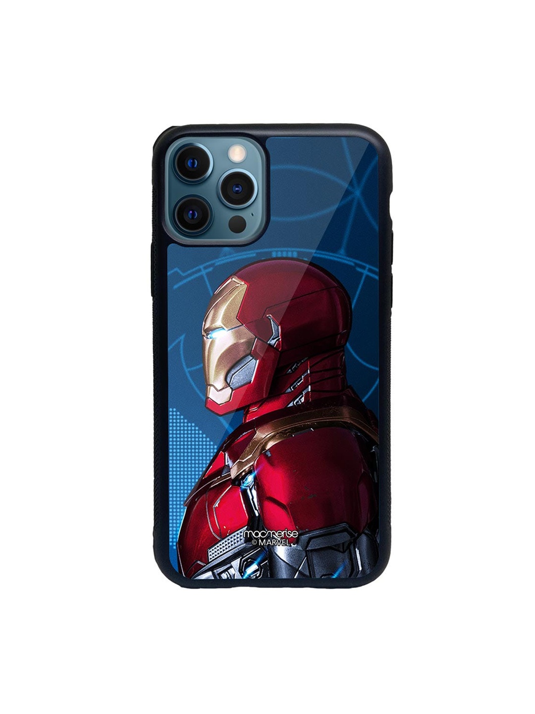 

macmerise Blue & Red Iron Man side Armor Glass iPhone 12 Pro Phone Case