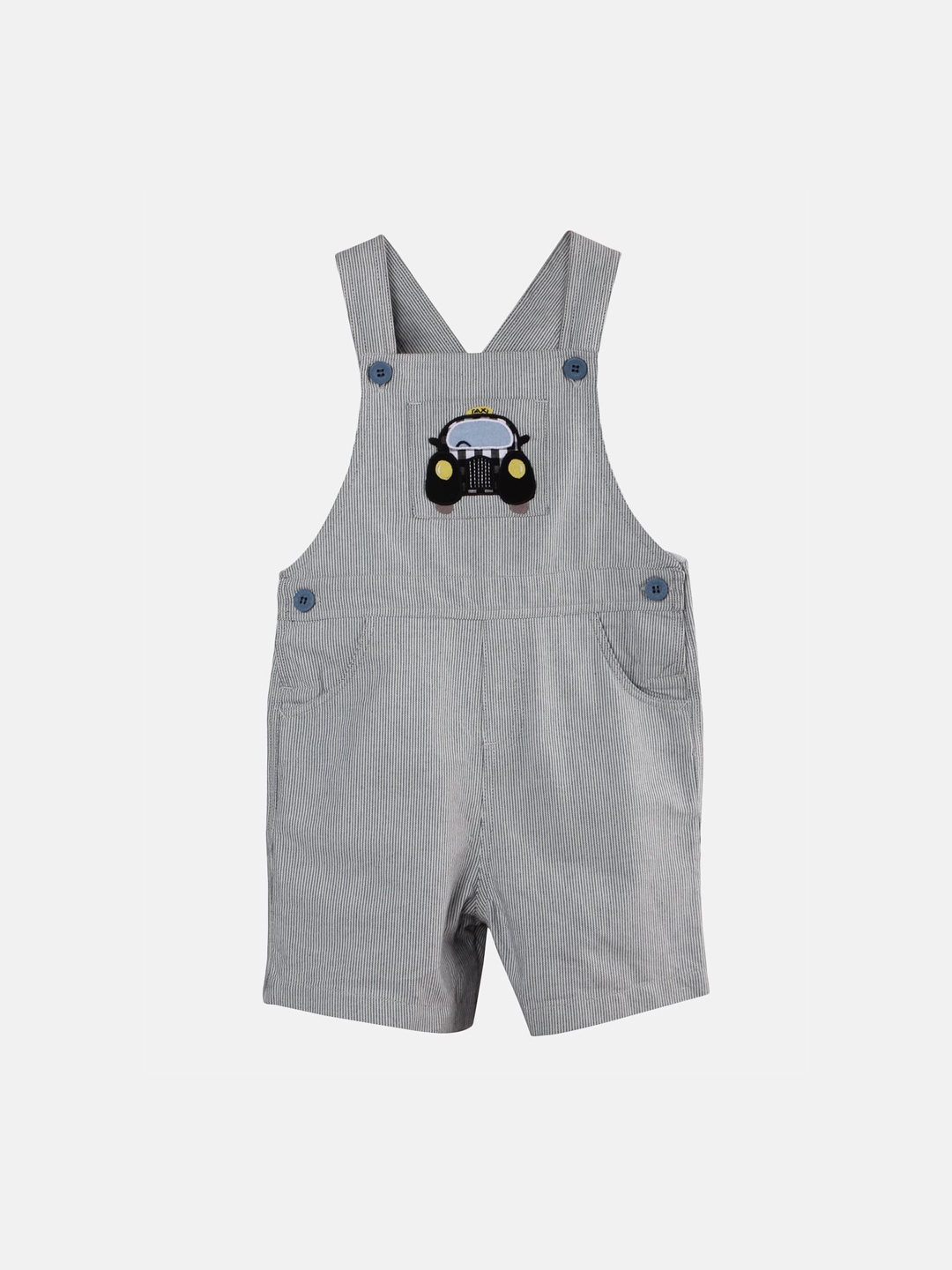 

Beebay Boys Grey & White Striped Dungaree