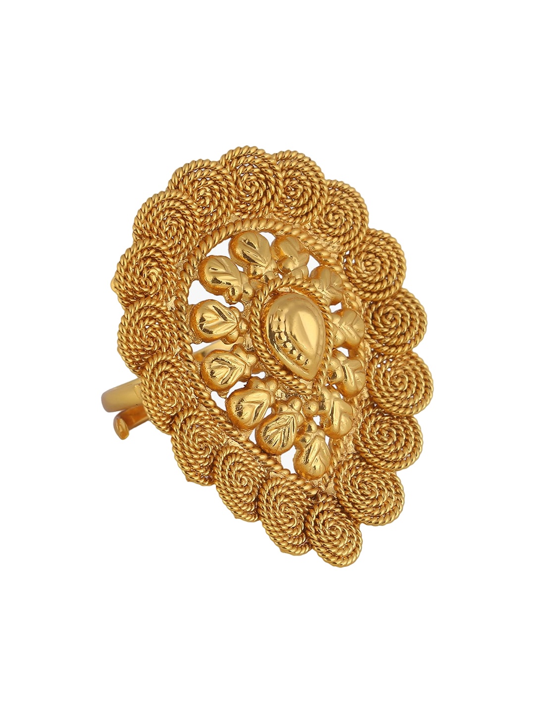 

Adwitiya Collection 24 kt Gold-Plated Handcrafted Adjustable Finger Ring