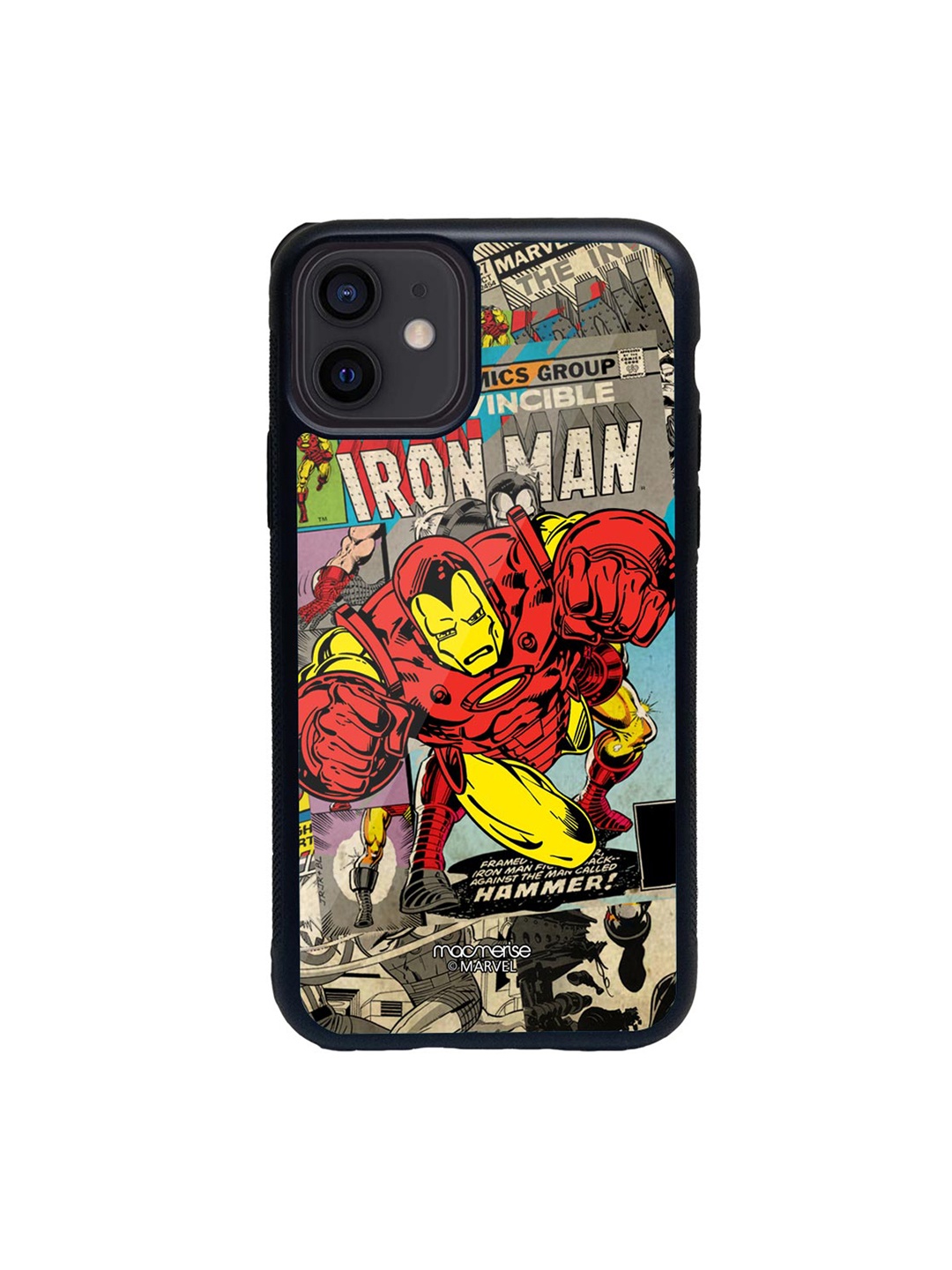 

macmerise Grey & Red Comic Ironman Glass iPhone 12 Case