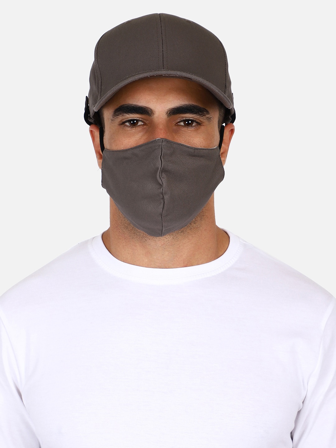 

Free Authority Men Grey Solid Baseball Cap With Detachable Mask