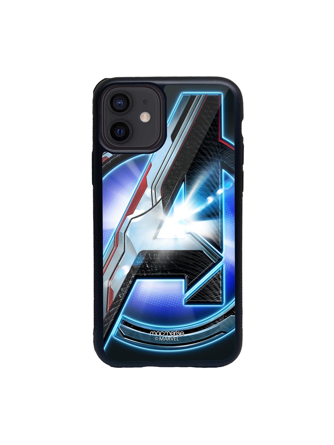 

macmerise Blue & Black Avengers Logo Glass iPhone 12 Mini Phone Case