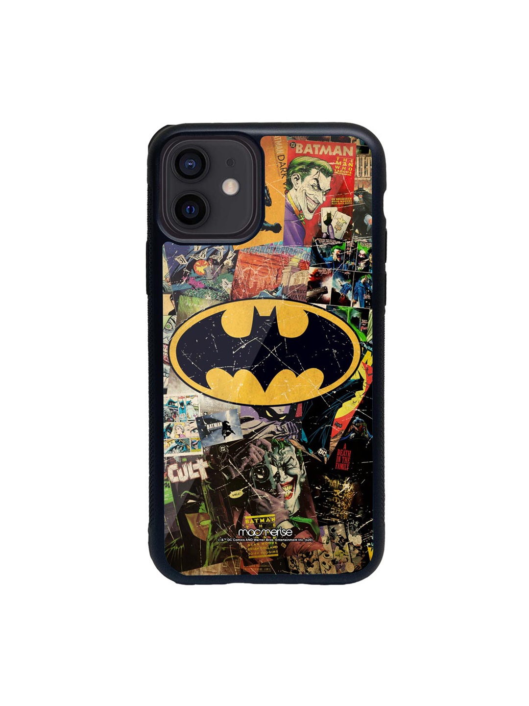 

macmerise Black & Yellow Comic Bat Glass iPhone 12 Phone Case
