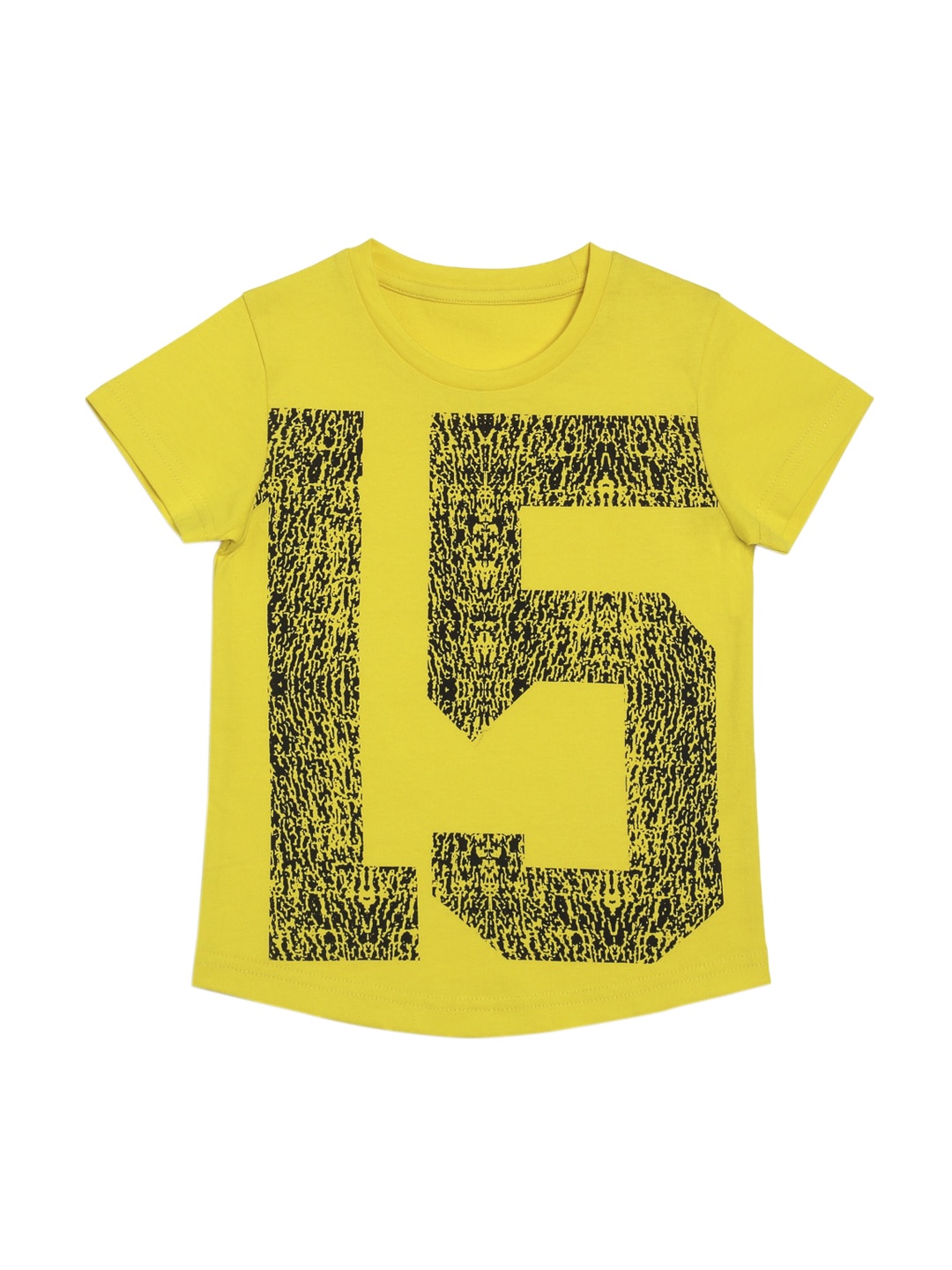 

DOOR74 Unisex Kids Yellow Printed Round Neck T-shirt