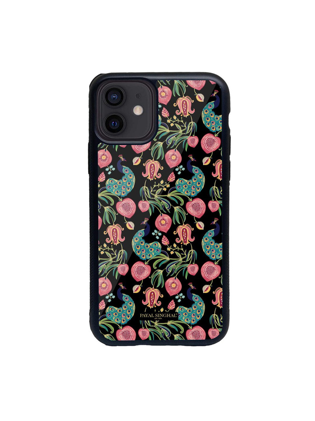 

macmerise Black & Pink Payal Singhal Anaar and Mor Glass iPhone 12 Mini Phone Case