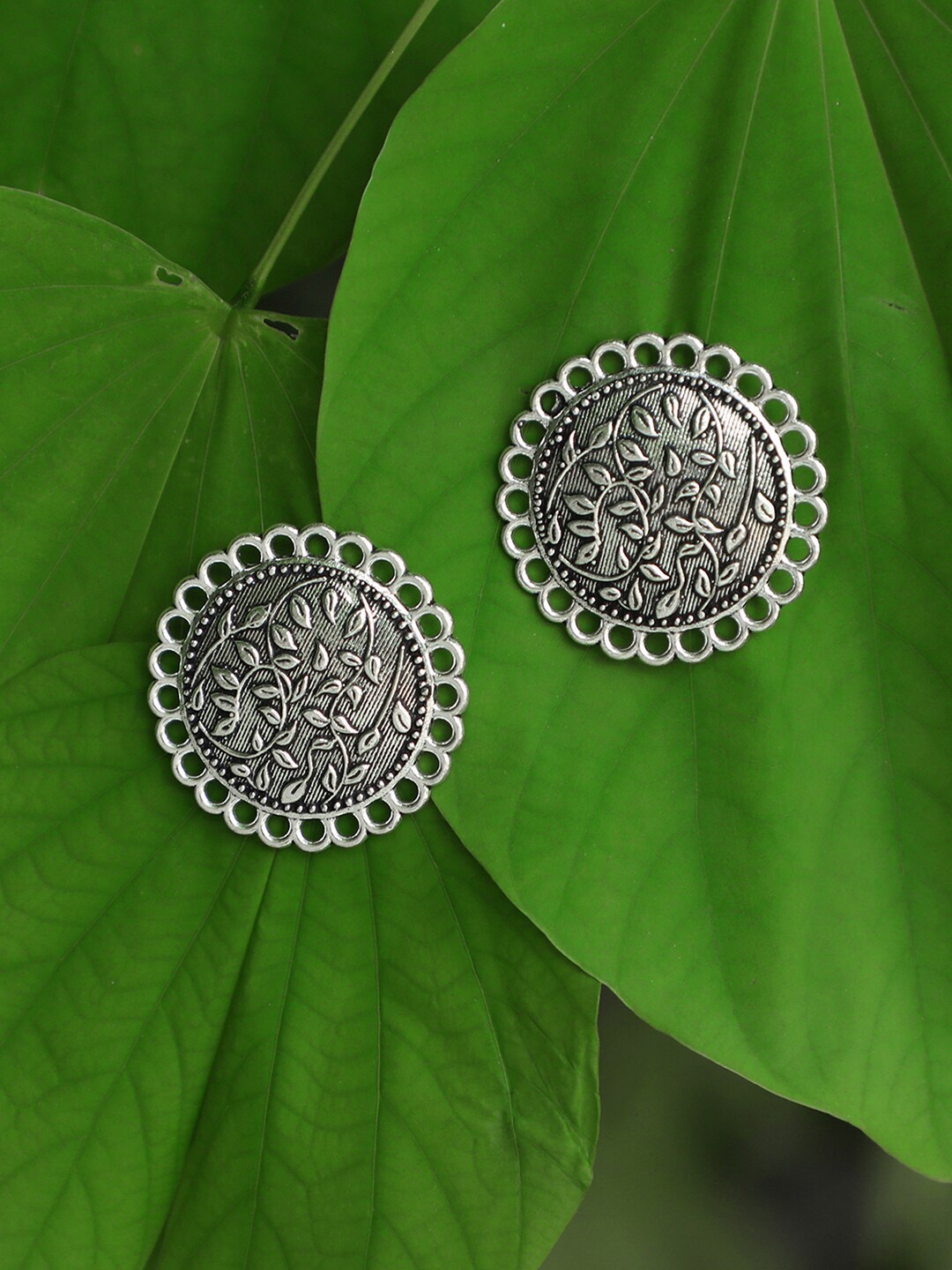 

Adwitiya Collection Silver-Toned Contemporary Studs