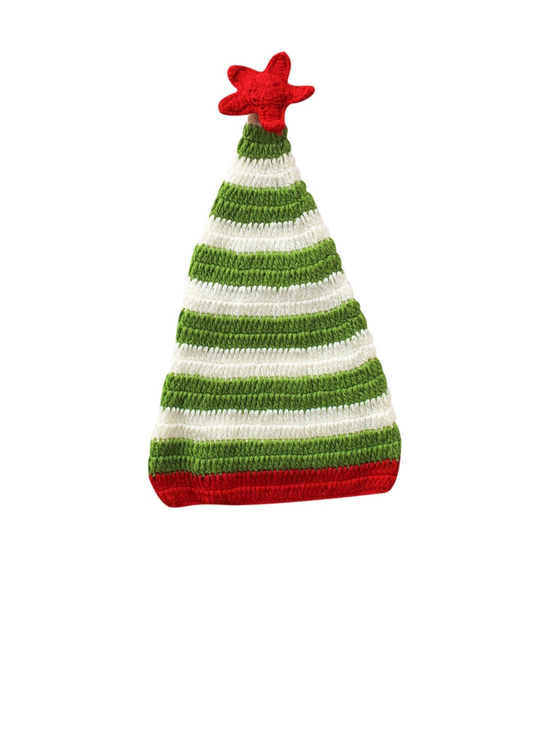 

Woonie Unisex Green & White Self Design Handloom Beanie