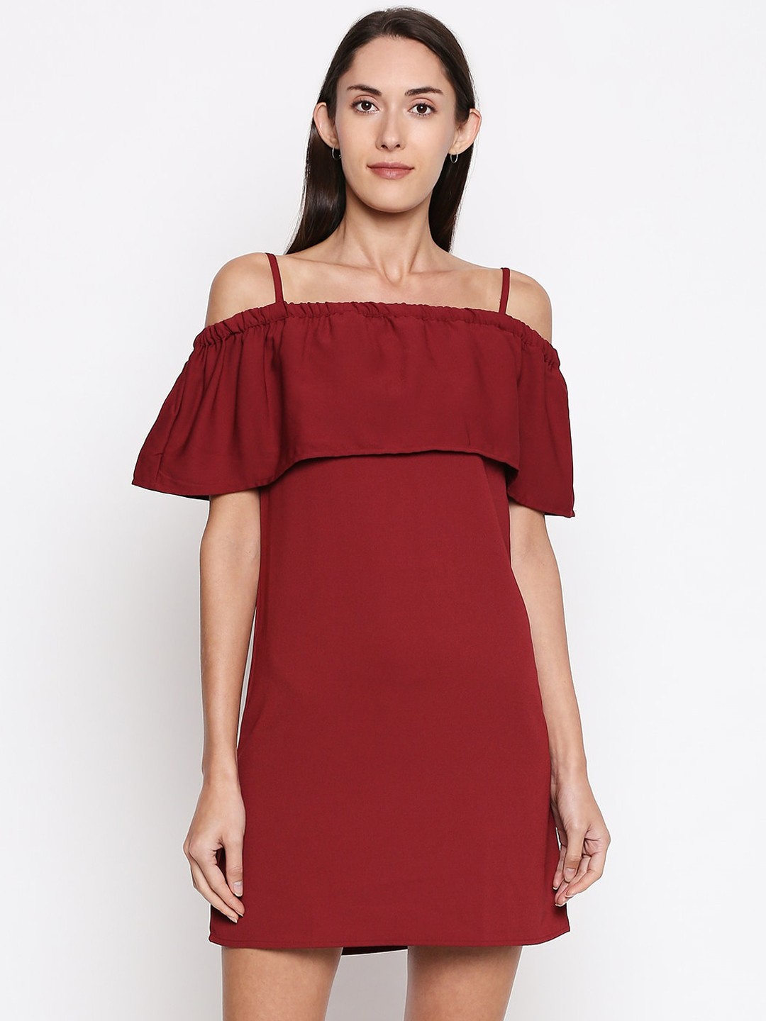 

People Women Rust Solid A-Line Dress
