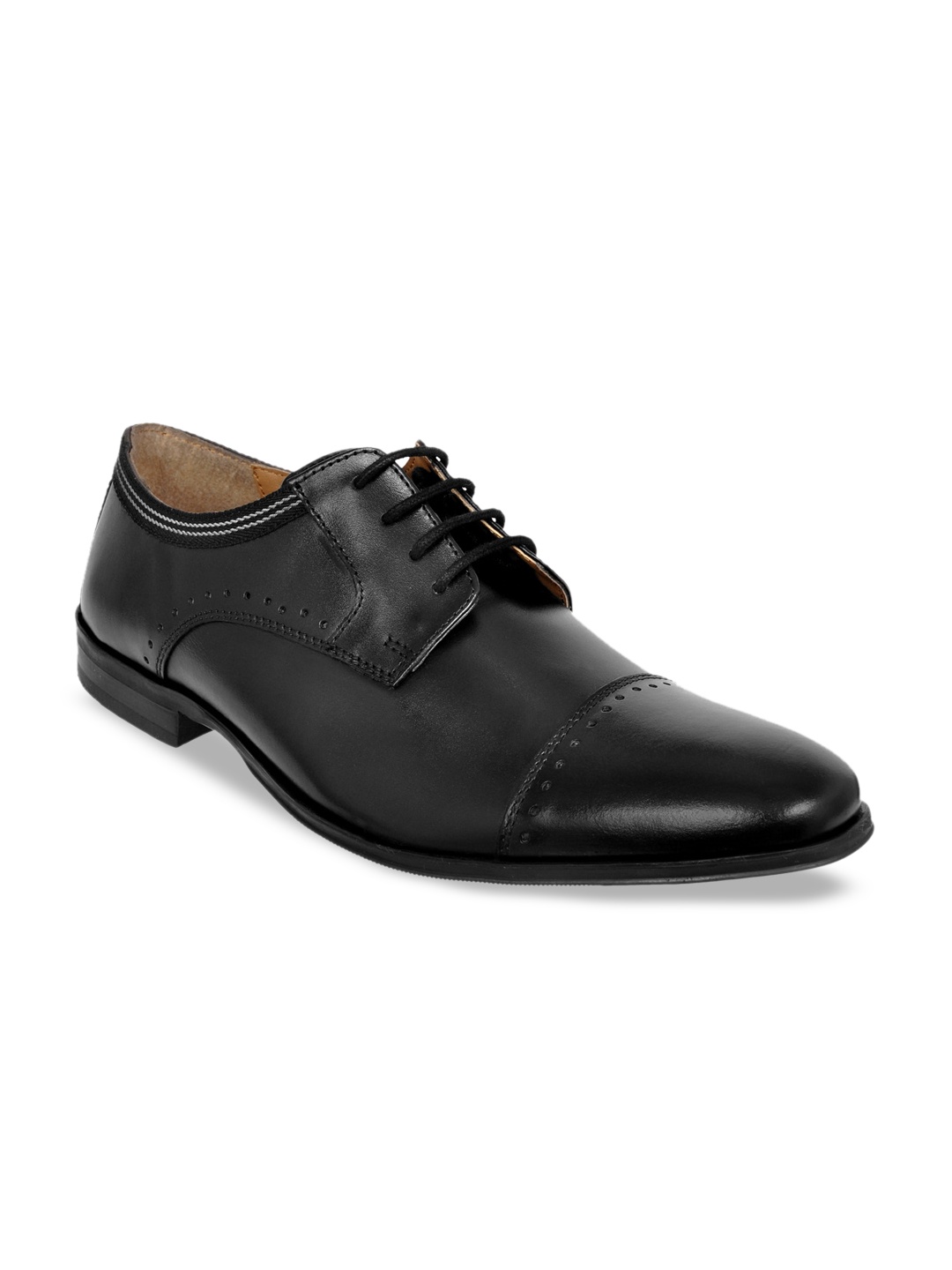 Allen Cooper Men Black Solid Leather Formal Derbys