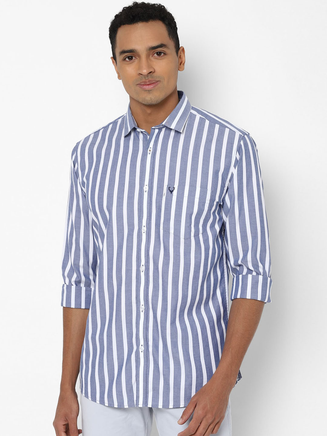 

Allen Solly Men Blue Striped Casual Shirt