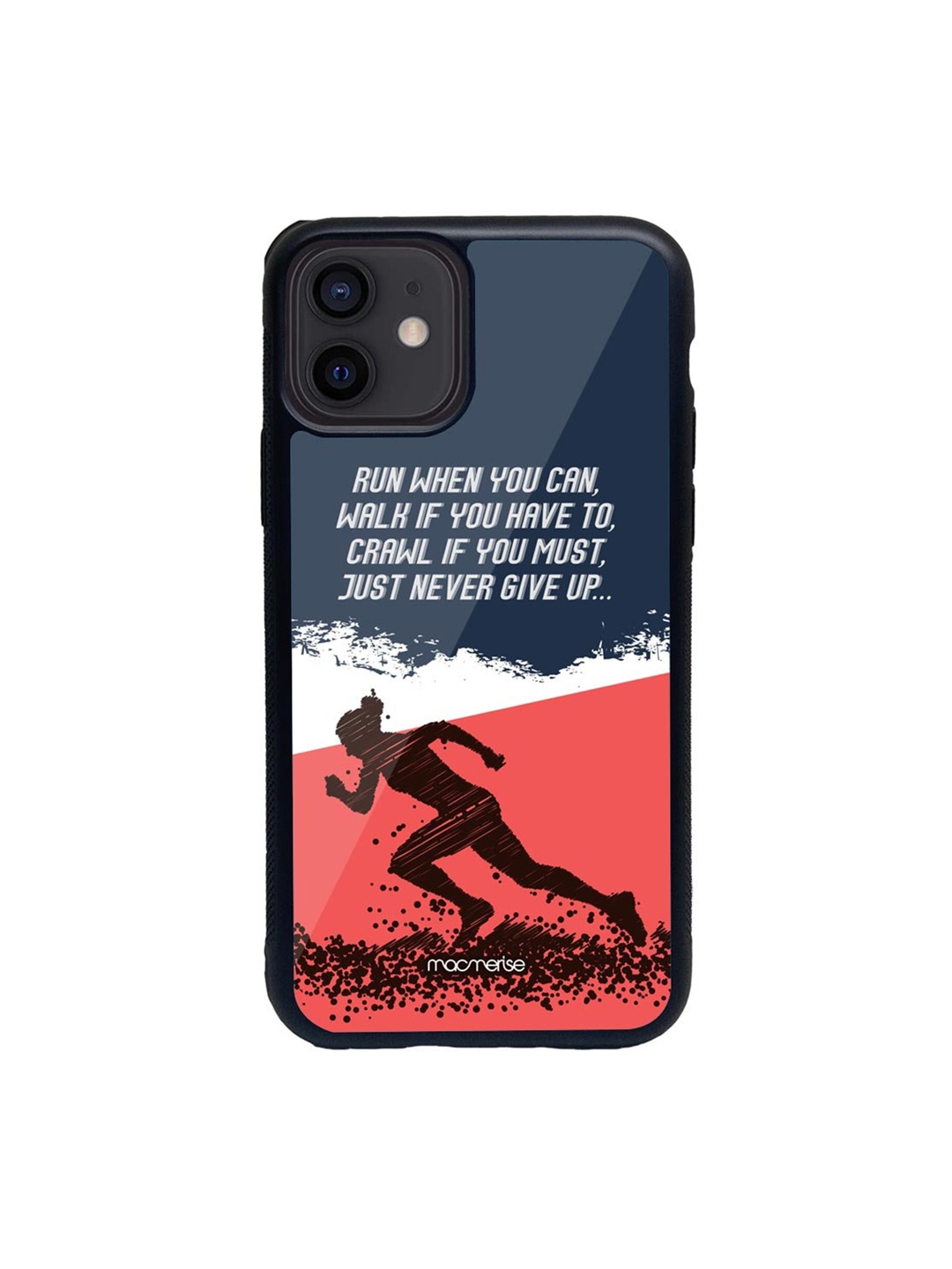 

macmerise Navy Blue & Red Running Motivation Glass iPhone 12 Mini Phone Case