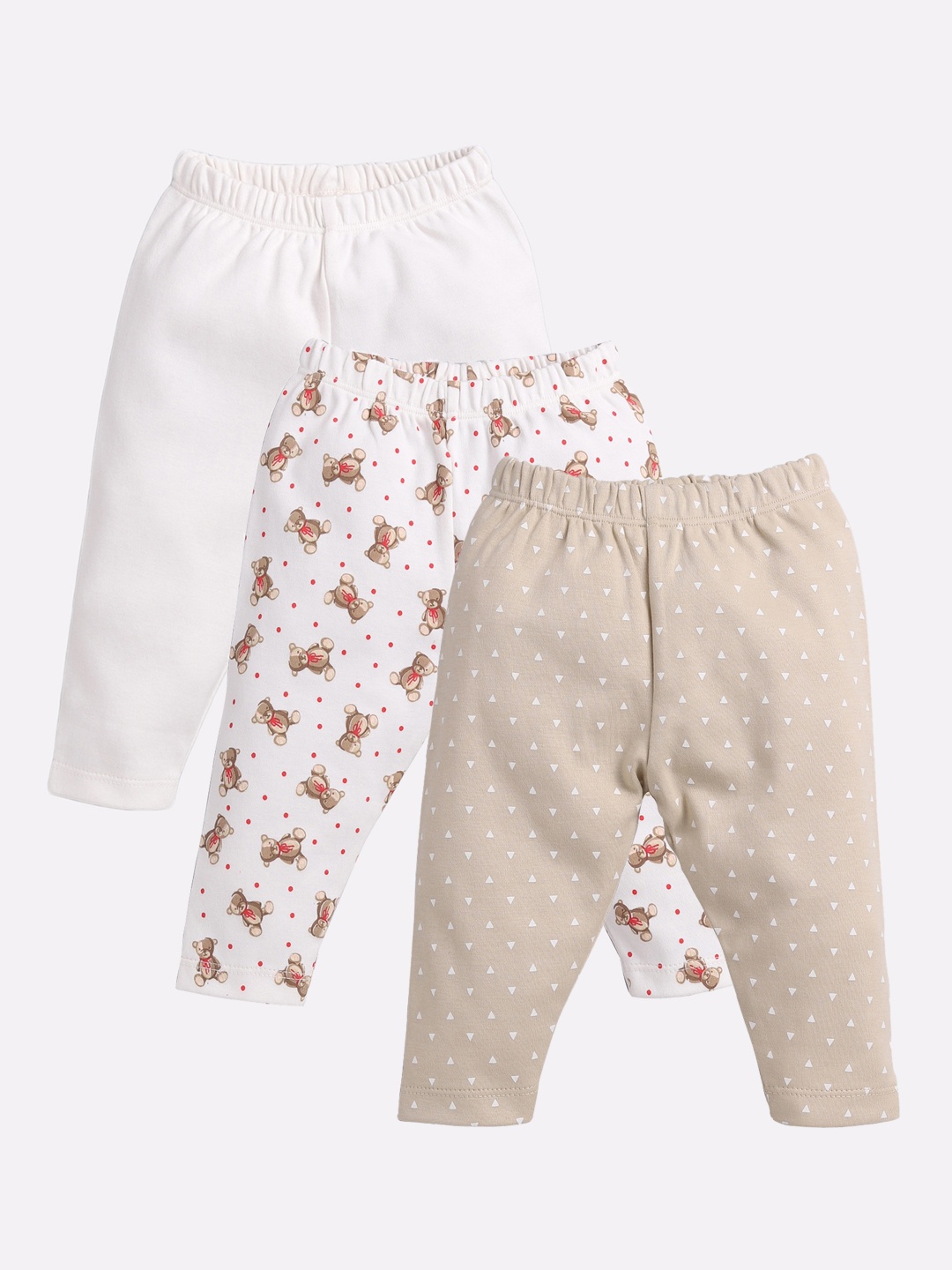 

BABY GO Infant Kids Pack Of 3 Printed Cotton Lounge Pants, White