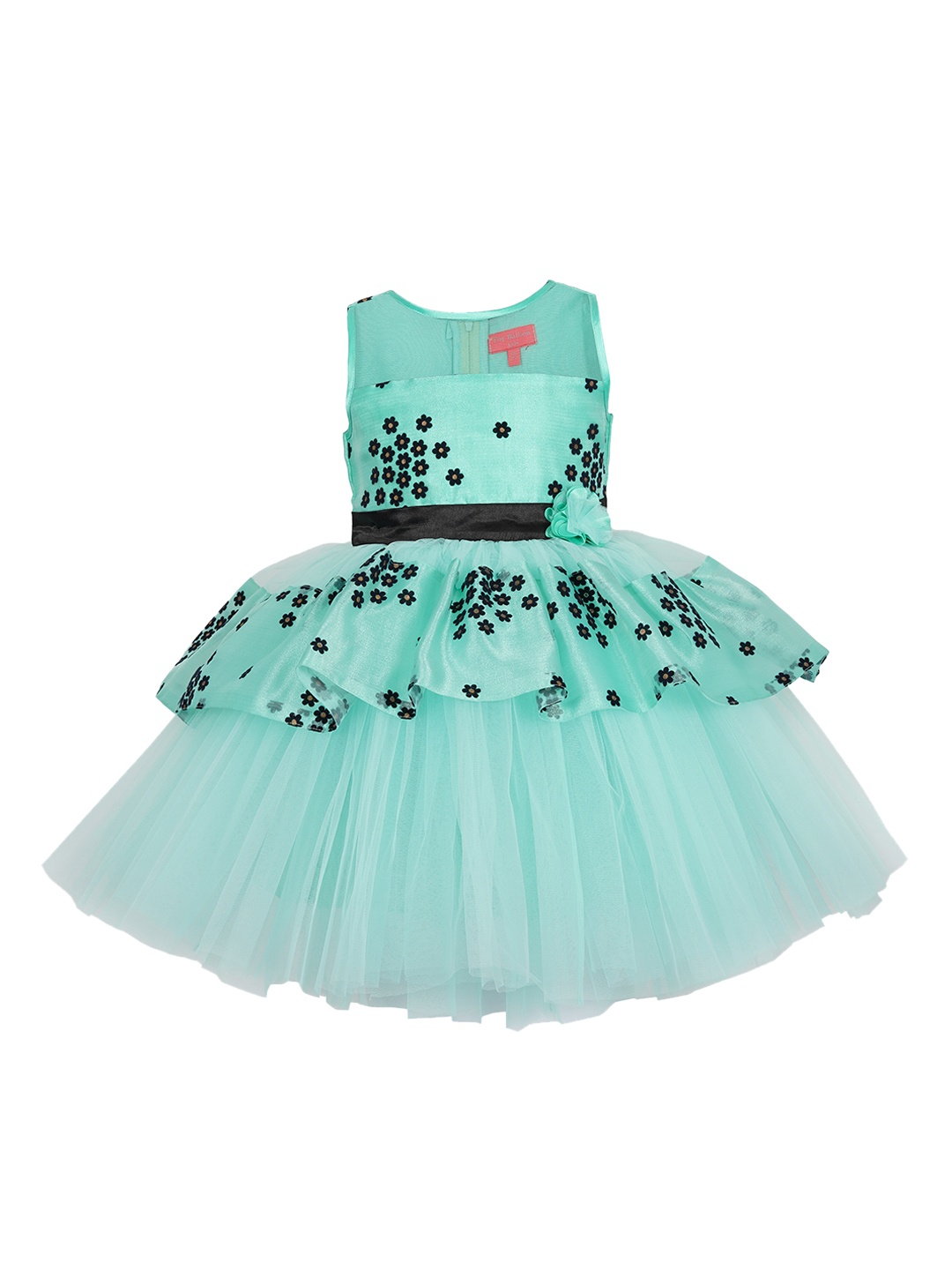 

Toy Balloon kids Girls Green Self Design Fit and Flare Dress