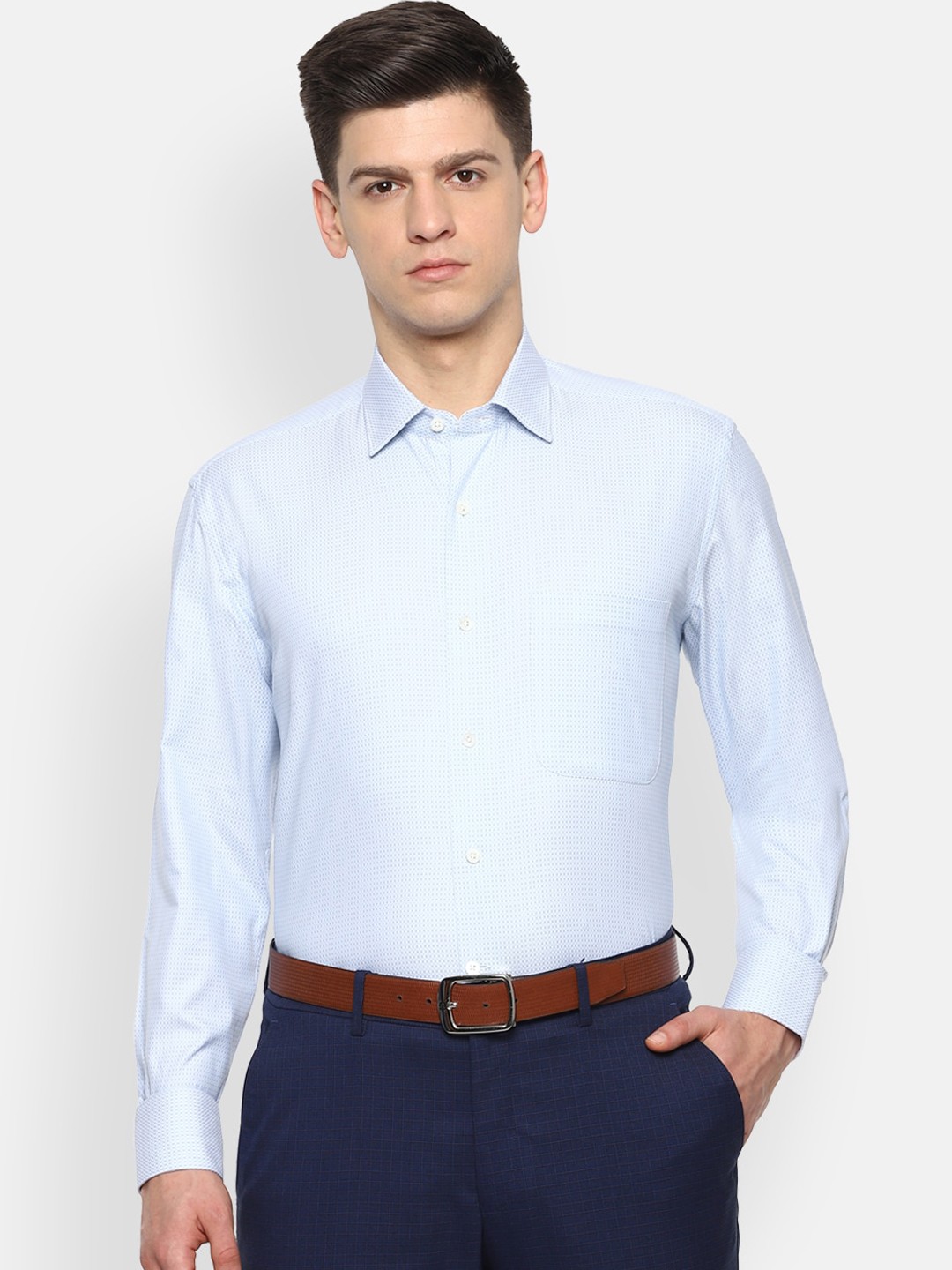 

Luxure by Louis Philippe Men Blue & Black Regular Fit Printed Cotton Formal Shirt