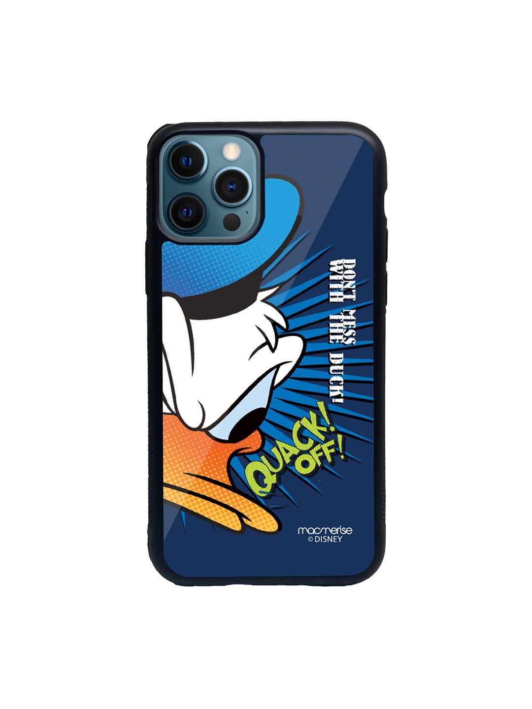 

macmerise Navy Blue & White Quack Off Glass iPhone 12 Pro Phone Case