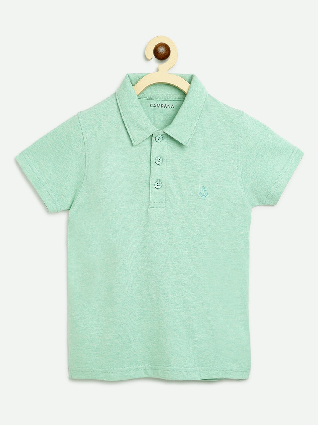 

Campana Boys Green Solid Polo Collar T-shirt