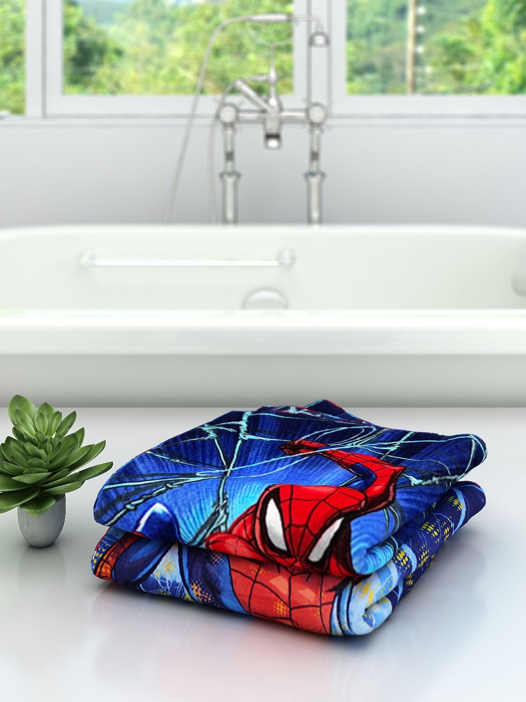 Marvel Kids Set Of 2 Avengers Printed 350 GSM Bath Towels, Blue