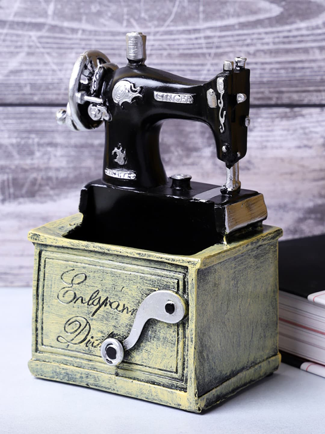 

A Vintage Affair- Home Decor Green Large Vintage Sewing Machine Accent Desk Organizer