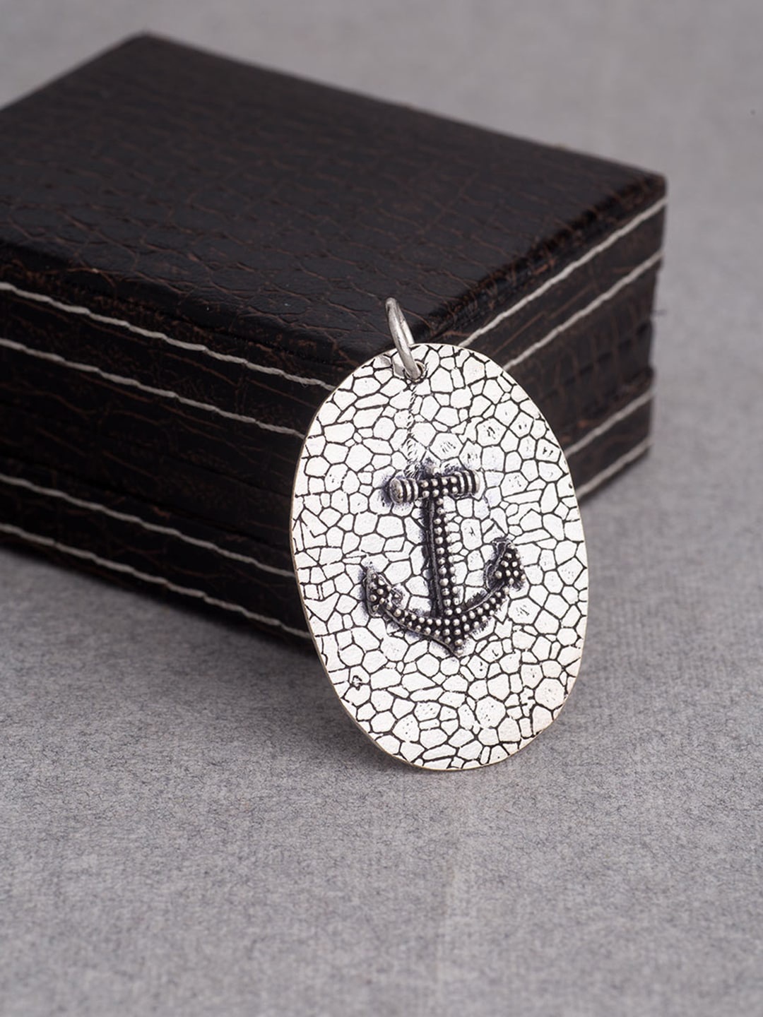 

Dare by Voylla Oxidized Silver-Plated Nautical Anchor Pendant