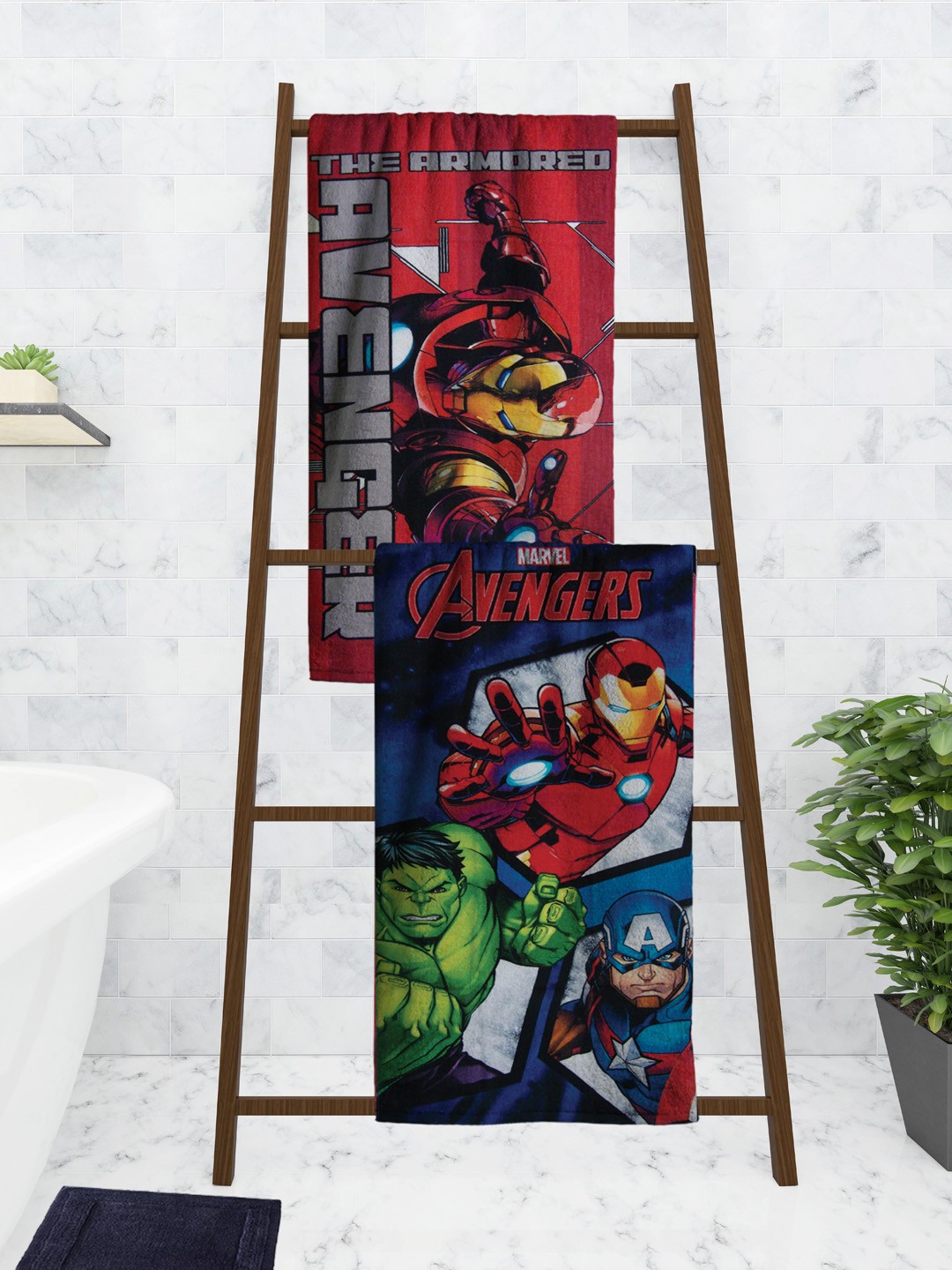 

Marvel Kids Set Of 2 Printed 350 GSM Bath Towels, Red