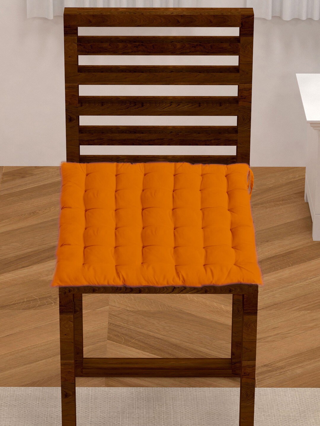 

Lushomes Orange Solid Cotton Chair Pad