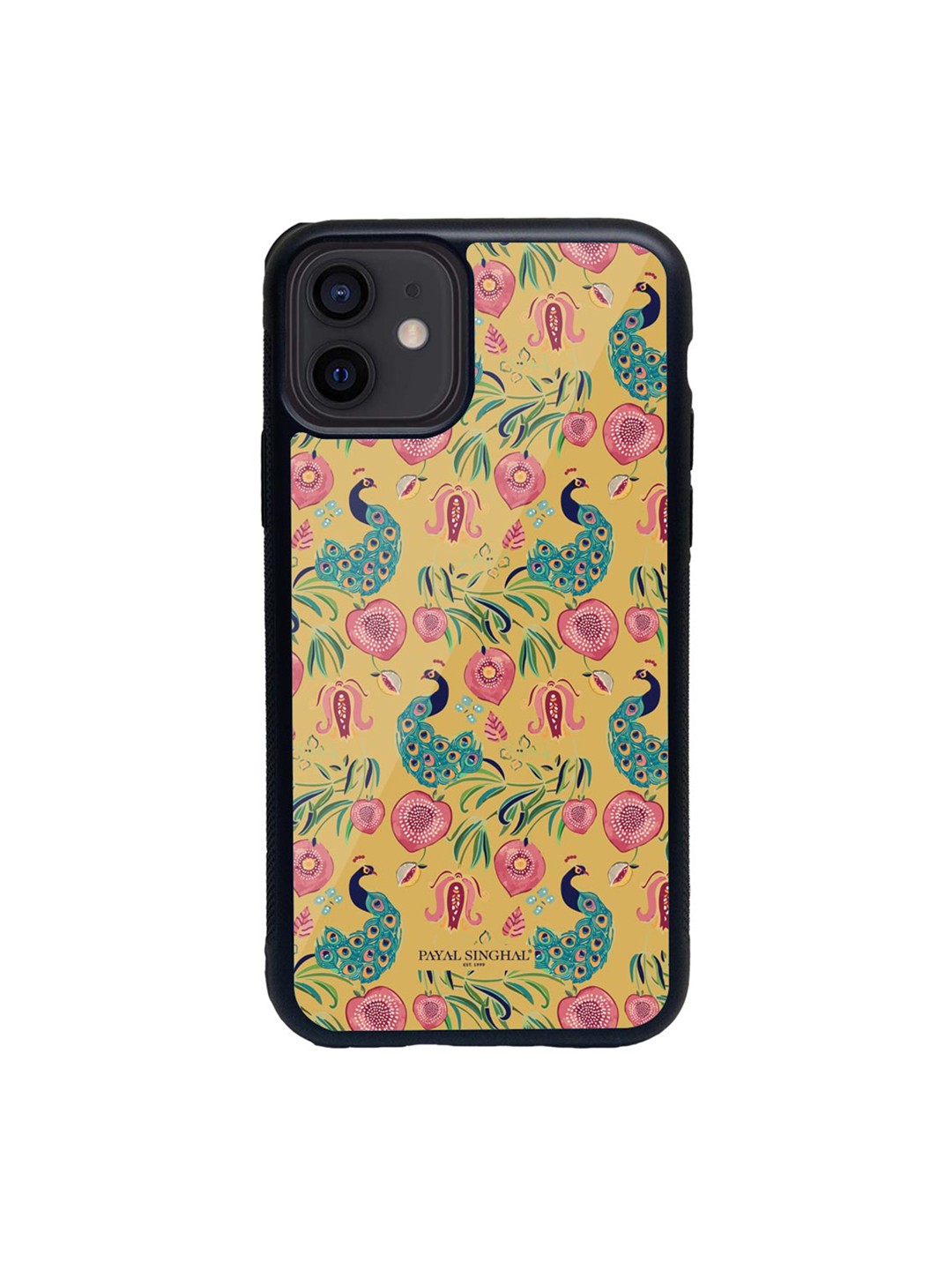 

macmerise Black & Mustard Yellow Payal Singhal Anaar & Mor Printed iPhone 12 Back Case