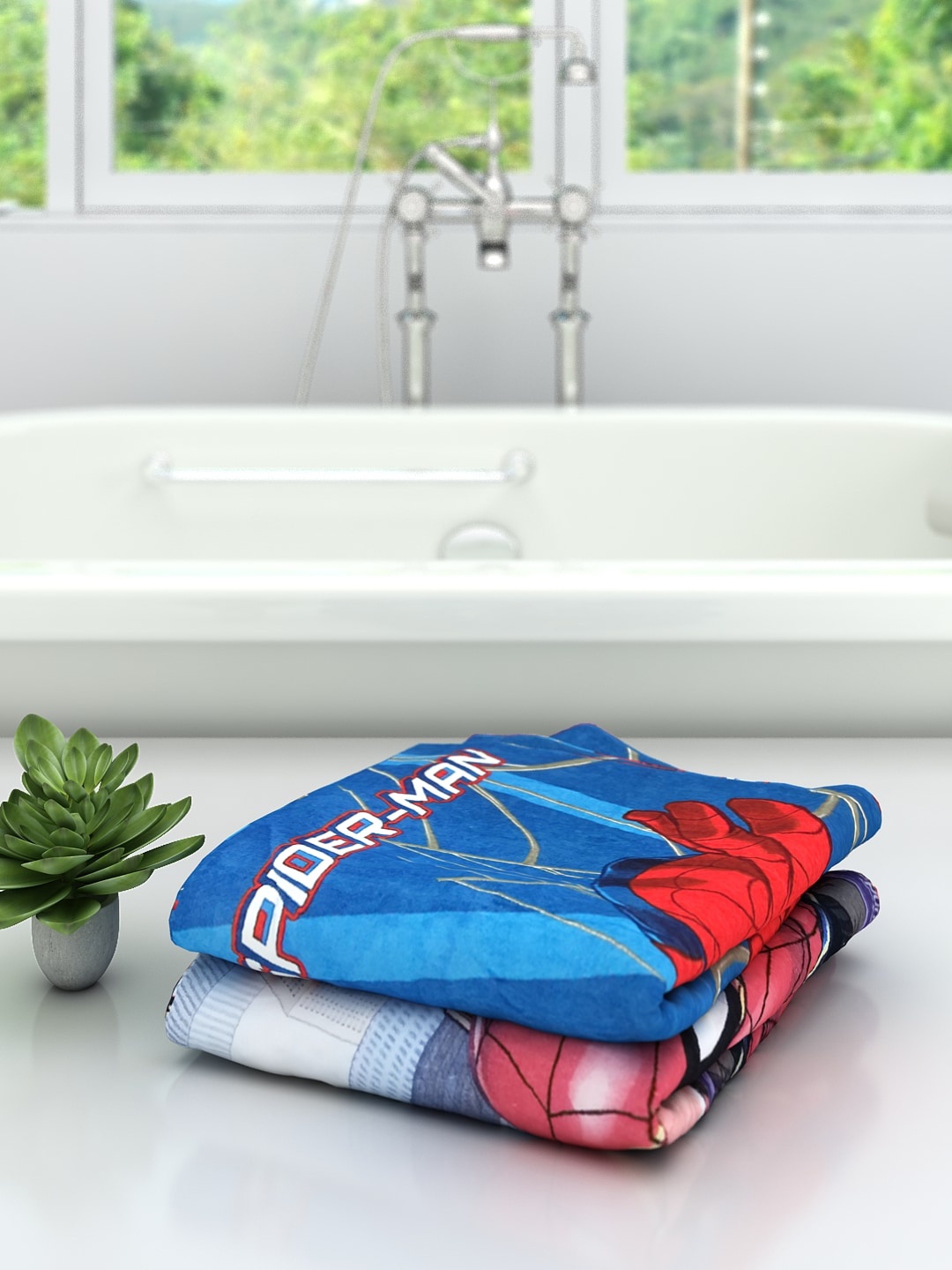 Marvel Kids Set Of 2 Printed 350 GSM Bath Towels, Multi