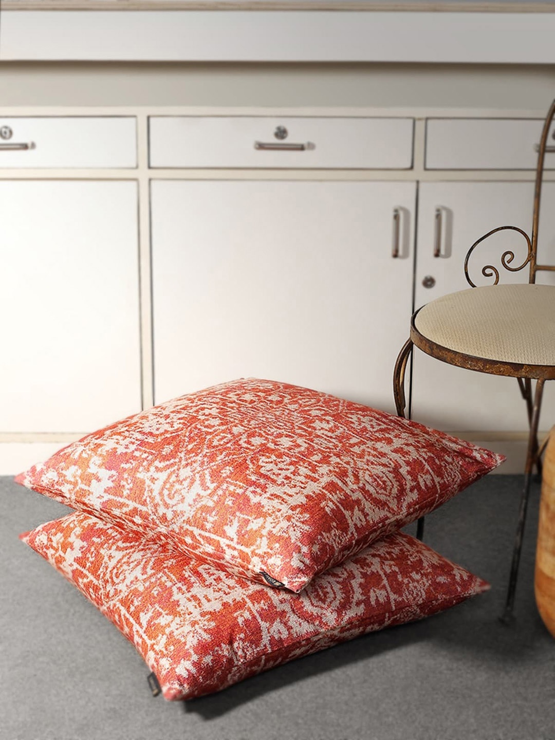 

ROMEE Rust & Beige Set of 2 Abstract Square Cushion Covers