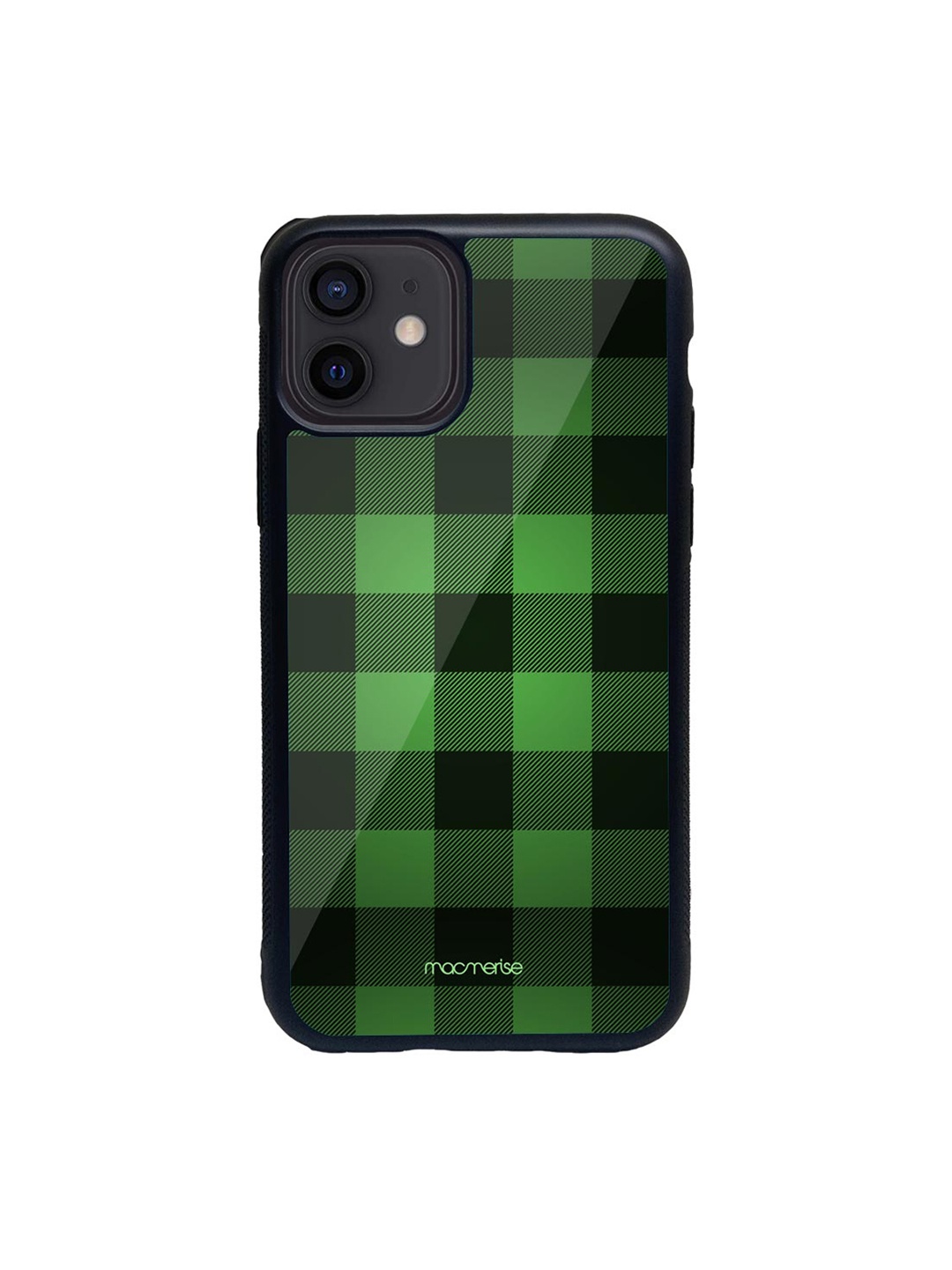 

macmerise Black & Green Checkmate Printed iPhone 12 Back Case