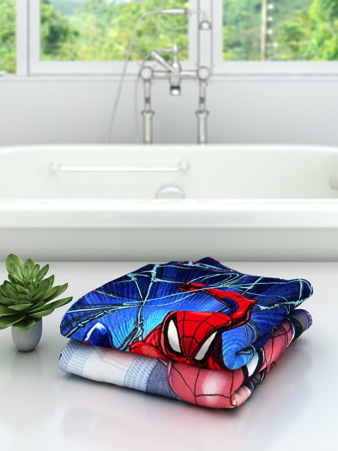 

Marvel Kids Set Of 2 Printed 350 GSM Cotton Bath Towels, Blue