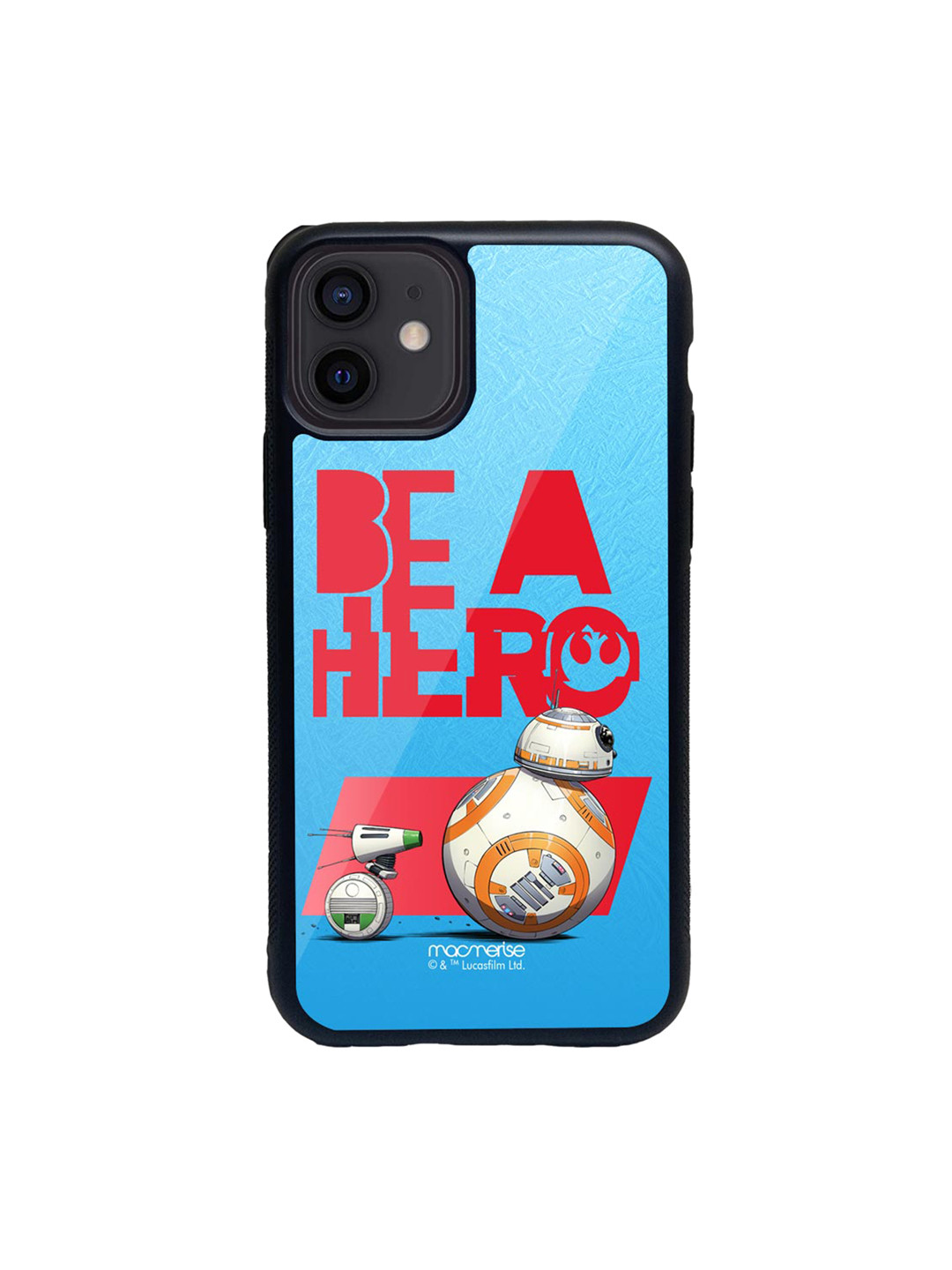 

macmerise Blue & Red Be A Hero Glass iPhone 12 Phone Case