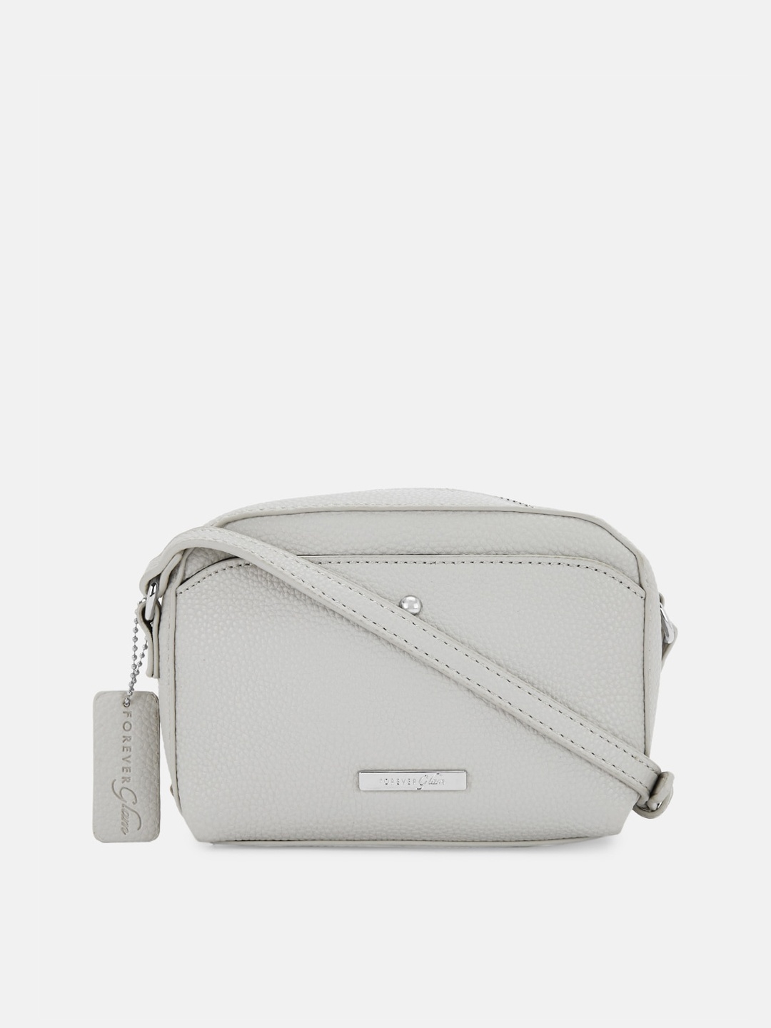 

Forever Glam by Pantaloons Grey Solid Leather Sling Bag