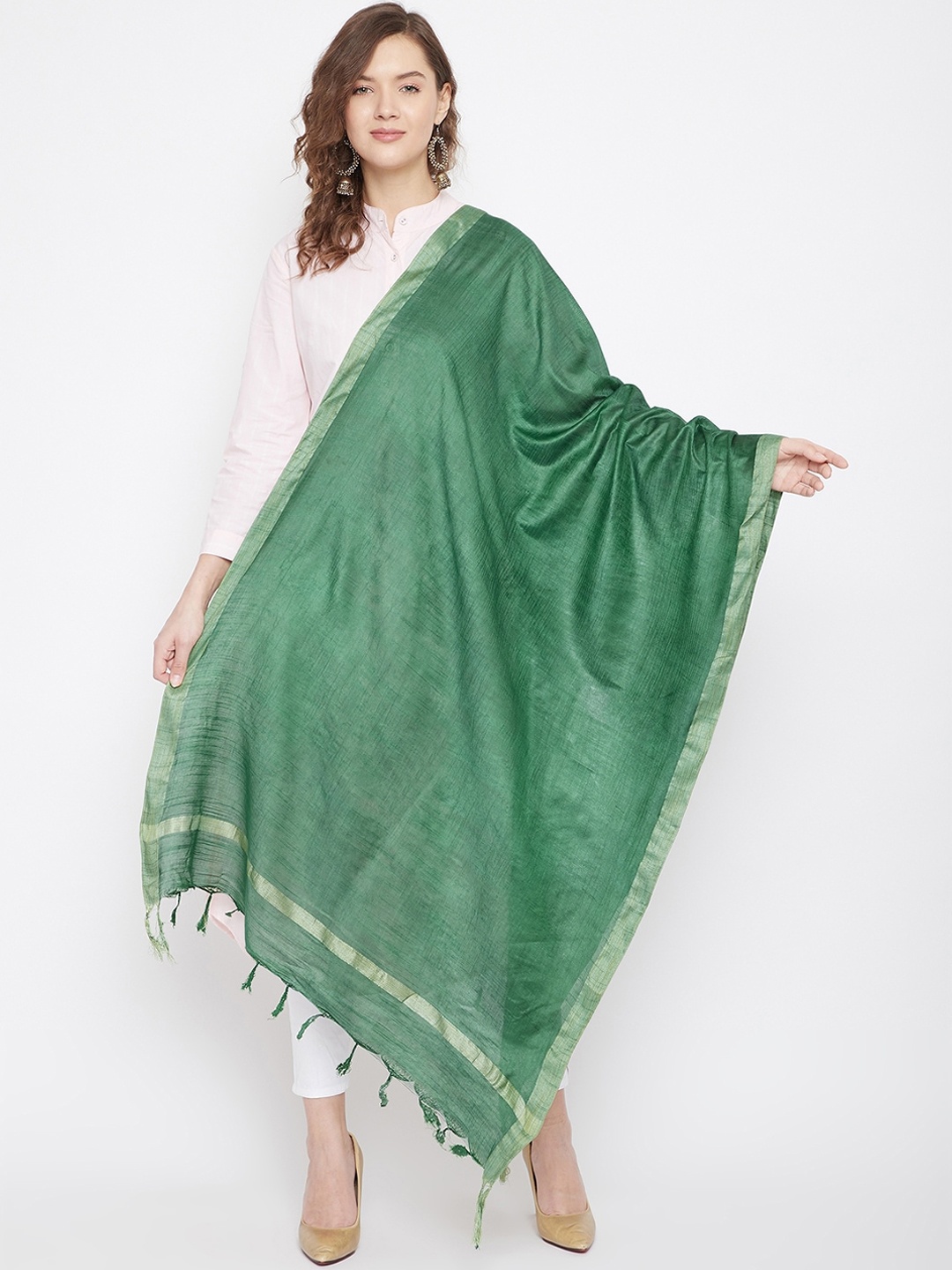 

Clora Creation Green Solid Dupatta