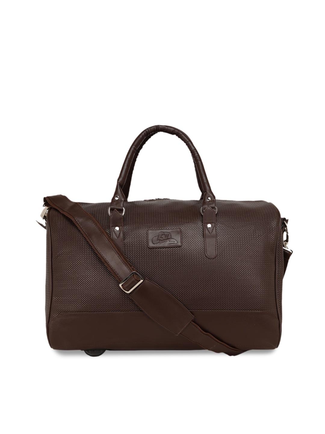 

Leather World Brown Textured Medium Duffel Bag