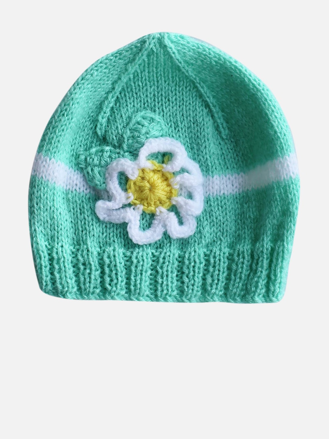 

Woonie Kids Sea Green & White Self Design Beanie